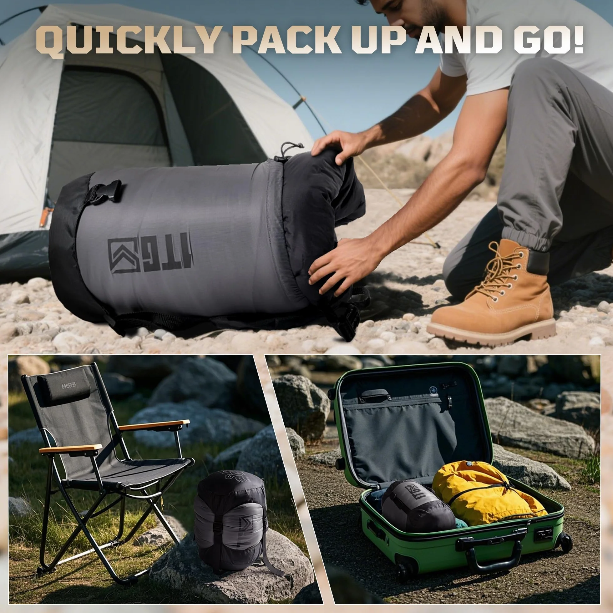 Mummy Sleeping Bag, Ultralight 4‑Season Sleeping Bag for for Adults, Military, Lightweight & Windproof, Cold Weather with Adjustable Hood, Phone Pocket for Camping, Hiking, Traveling