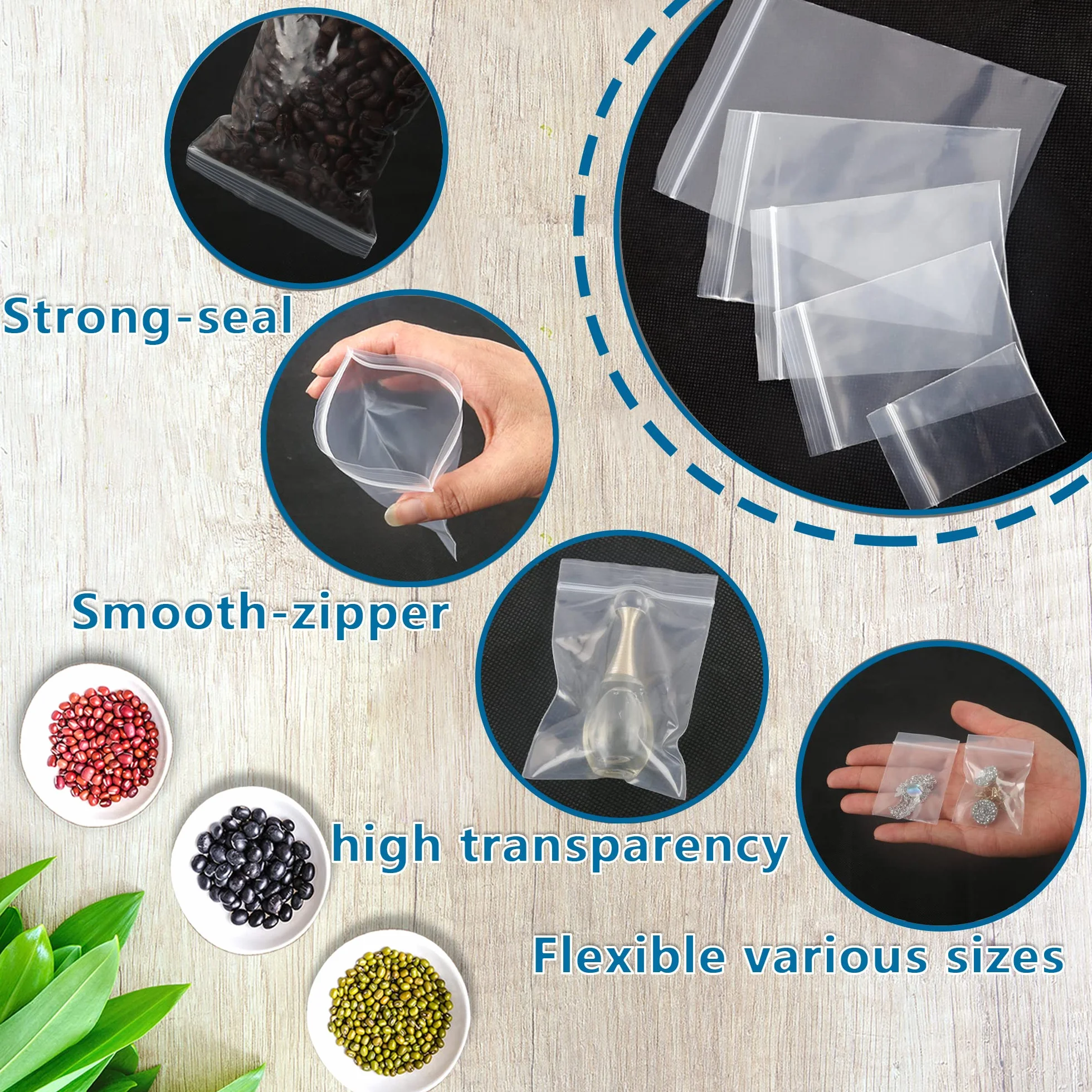 Bolsas Autocierre Transparente 10x15cm 200pcs Pequeñas de Plastico para Empaquetar