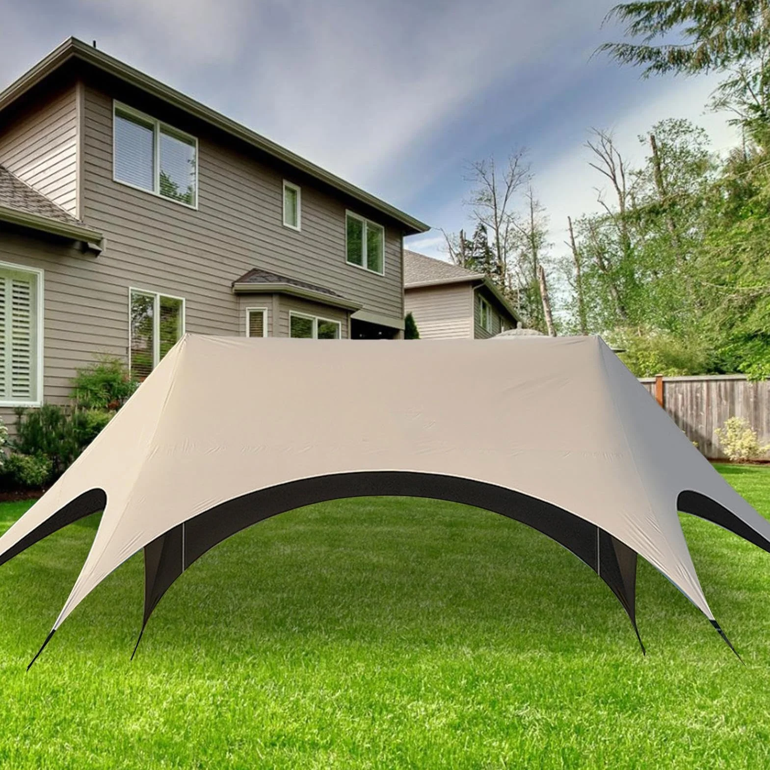 Toldo Exterior, Sombra Rápida para Camping, Estructura Resistente con Protección Solar para Barbacoa Boda Jardín Picnic Piscina Césped Terraza Porche