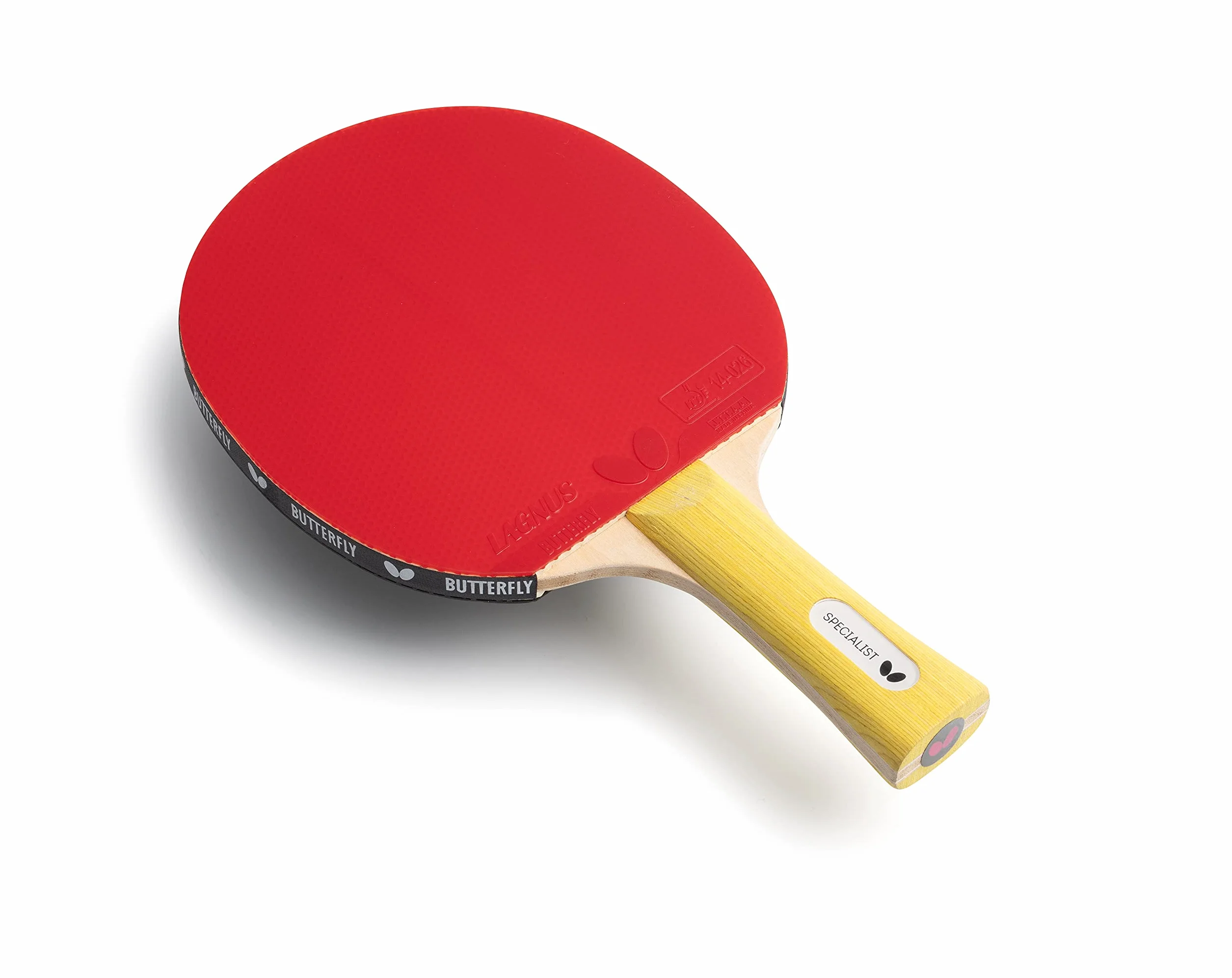 Raqueta de Tenis de Mesa BUTTERFLY Specialist | Raqueta de Tenis de Mesa Profesional para Jugadores avanzados y de competición | Gomas aprobadas por la ITTF Negro/Rojo | Superficie de Alto Agarre