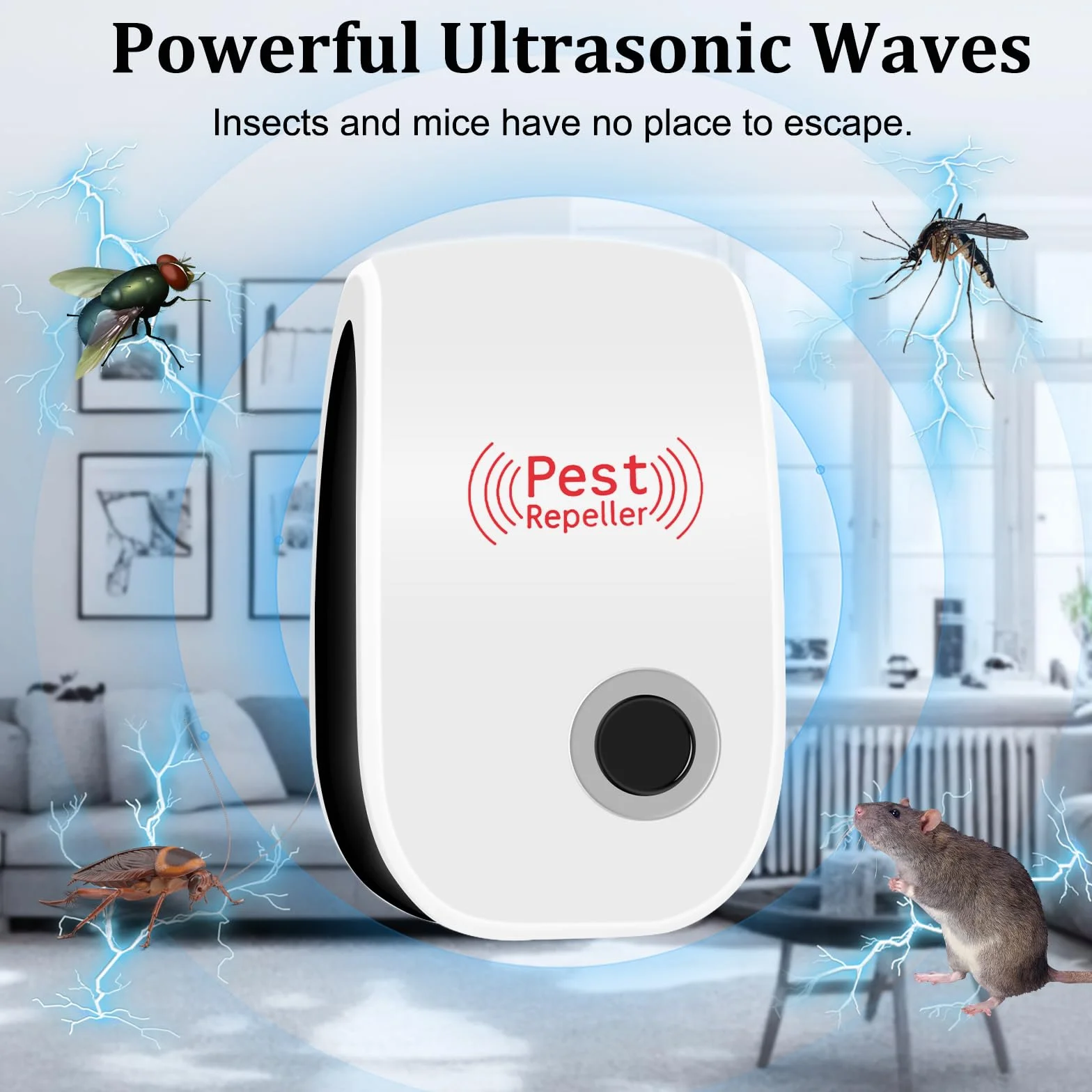 Repelente Ultrasónico de Plagas 4 Pack, Electrónico Anti Mosquitos para Interiores