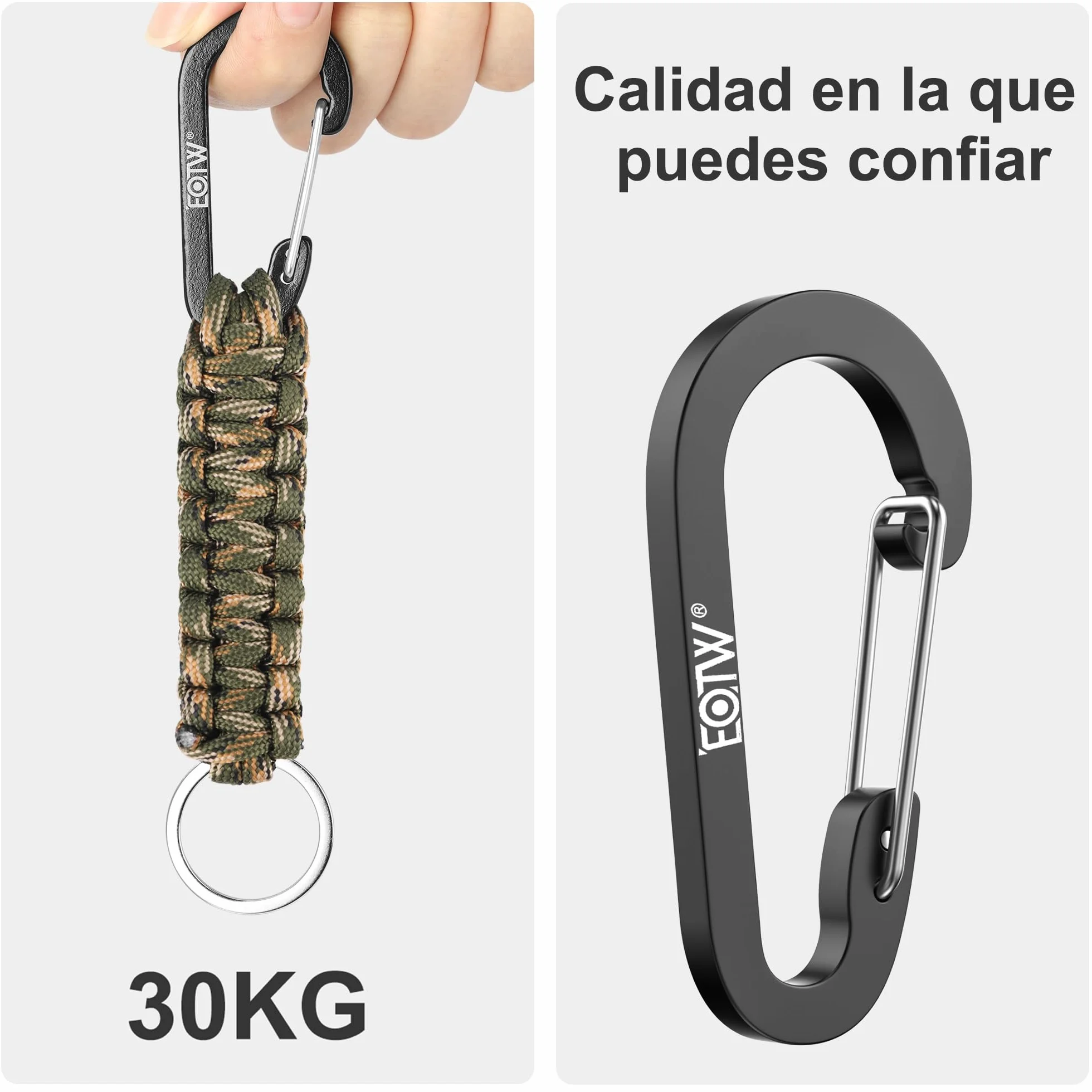 EOTW Mosqueton Llavero Paracord, Forma de D Mosqueton Escalada Ganchos para Montañismo, Motocicleta, Camping, Escalada en Roca, Pesca, Senderismo o Viajes y Otros Deportes al Aire Libre