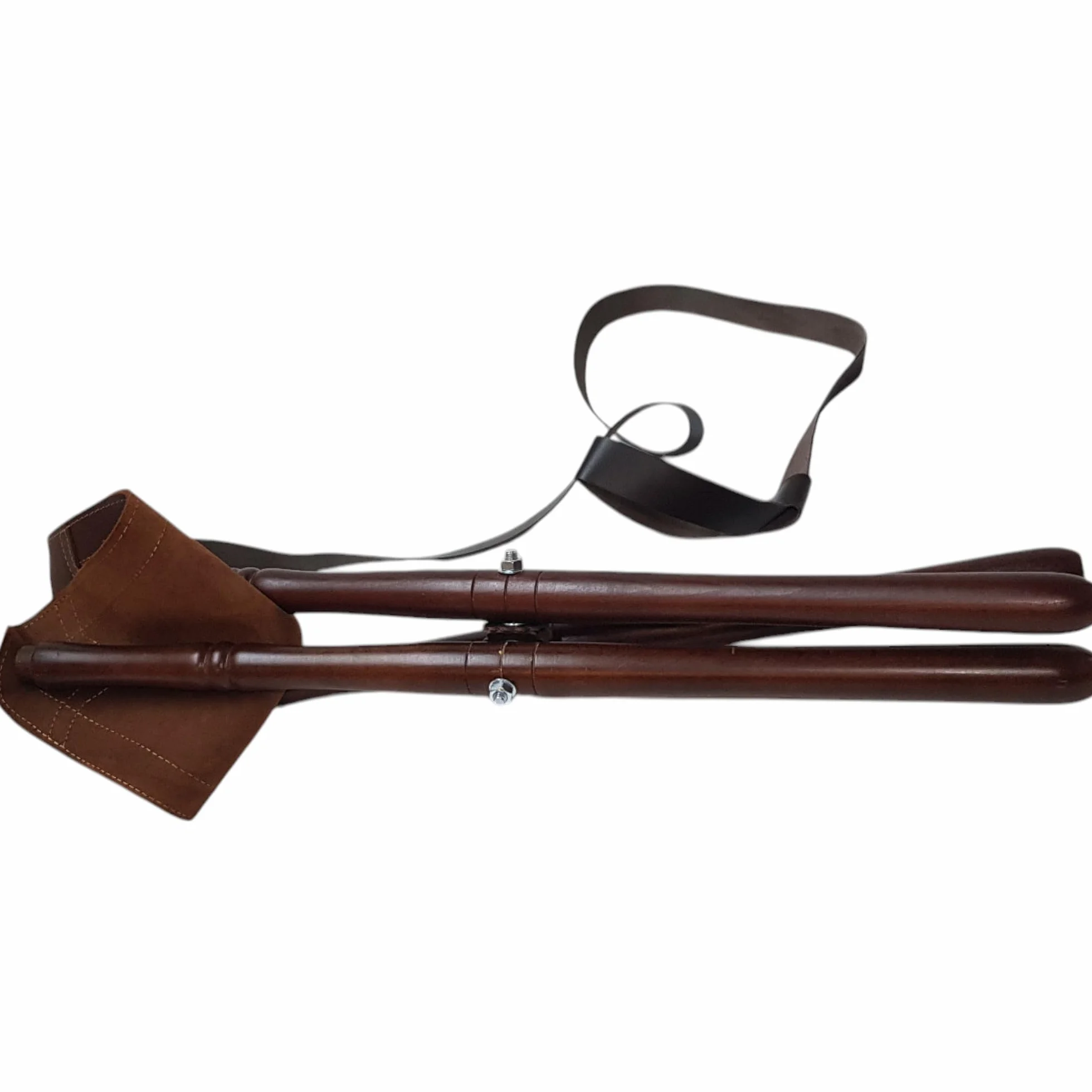 Silla para perdigón, Patas de Madera y culera de Cuero, con Correa para el Transporte (50CM)