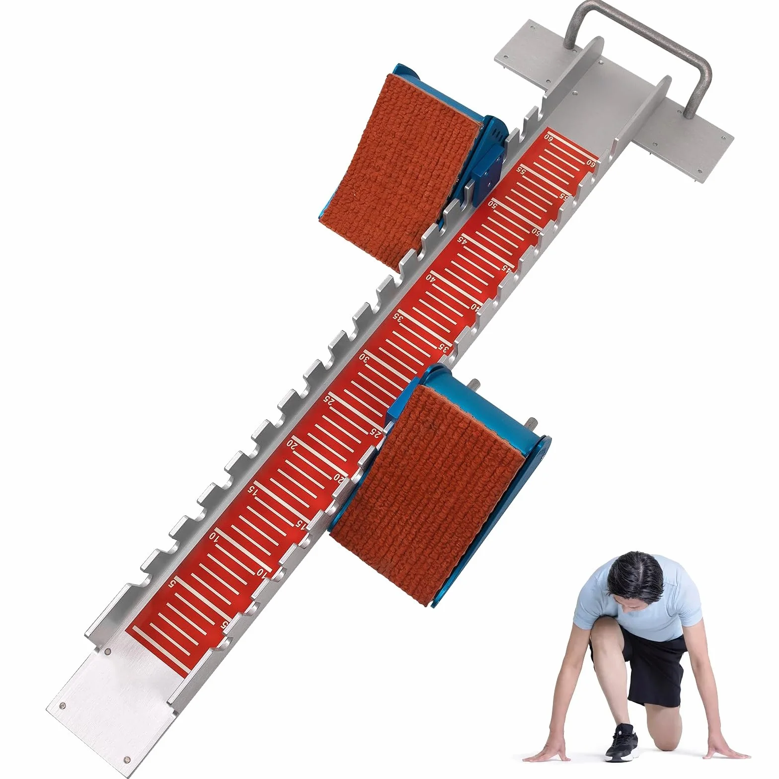 Bloque de Salida de Atletismo de 81cm, Bloques de Salida para Pista y Campo con Pedales Ajustables de 6 Ángulos, Bloques de Carreras de Sprinter de Aleación de Aluminio con Escala Transparente