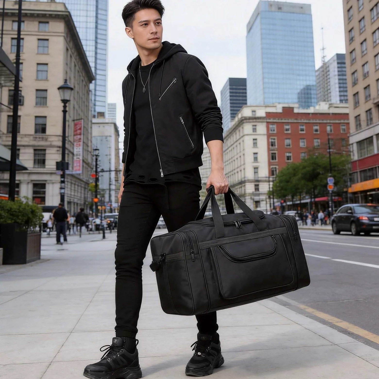 Bolsa De Viaje Hombre Mujere 62/92/115L Bolsa de Deporte Gimnasio Grande Bolso De Lona Hidrófugo Plegable Travel Duffel Bag Gym Bag Sport Duffle con Compartimento (Negro, 115L)