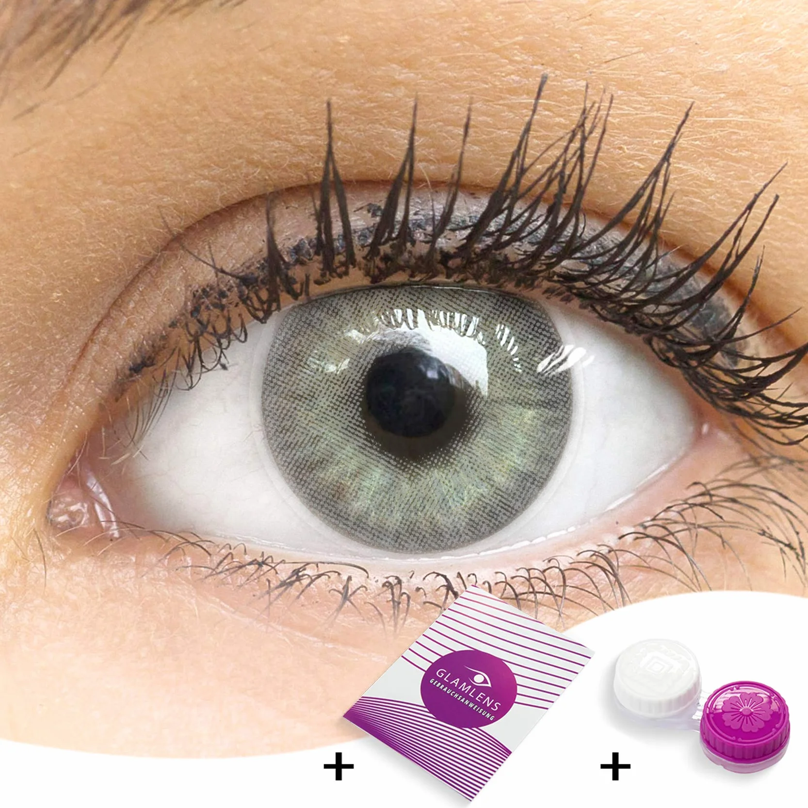 GLAMLENS lentillas de color gris Mailand Grey 1 par 90 días sin graduación blandas hidrogel de silicona