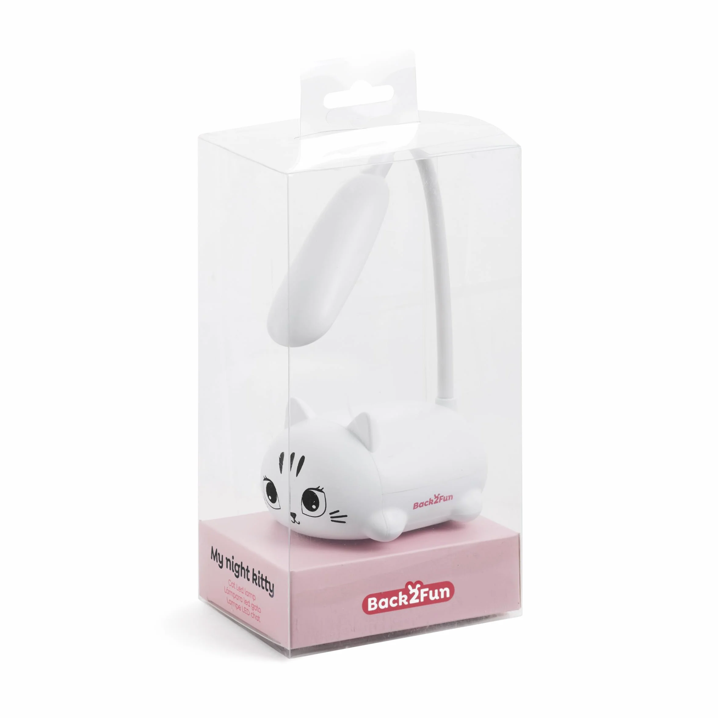Back2Fun Lámpara de escritorio infantil gatito LED cálida cuello flexible recargable USB luz noche estudio