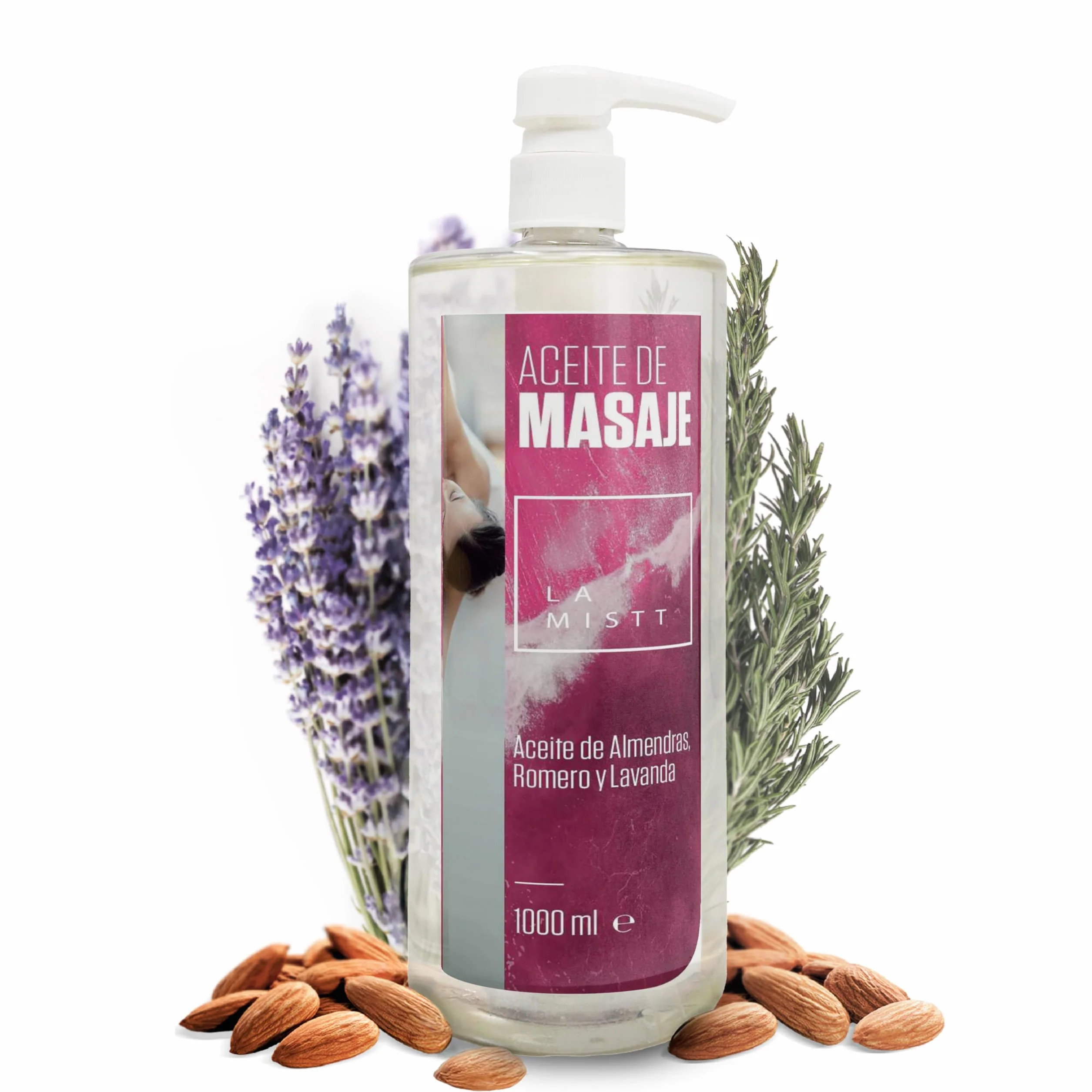 Aceite de Almendras Dulces Romero Lavanda 1L Aceite para Masajes Corporal Profesional