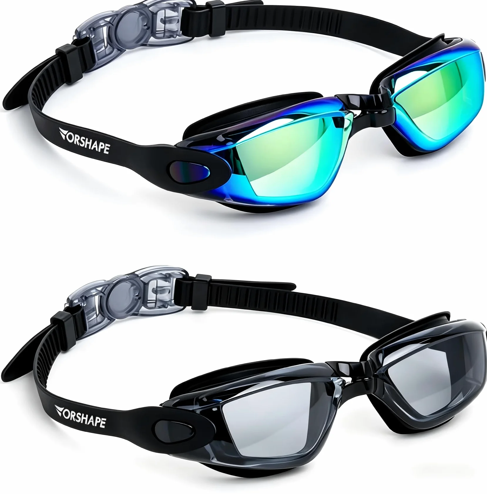 Juego de 2 gafas de natación sin fugas para adultos, hombres, mujeres y jóvenes