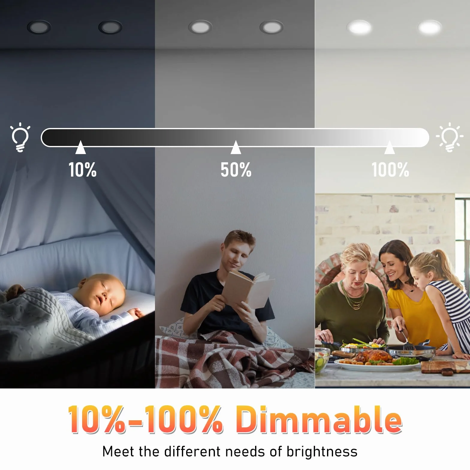 Hossom Downlight LED Techo Empotrable 7W 600LM 230V IP44 Corte 67-75mm Blanco Cálido 3000K Natural 4000K Frio 6500K Pack 6