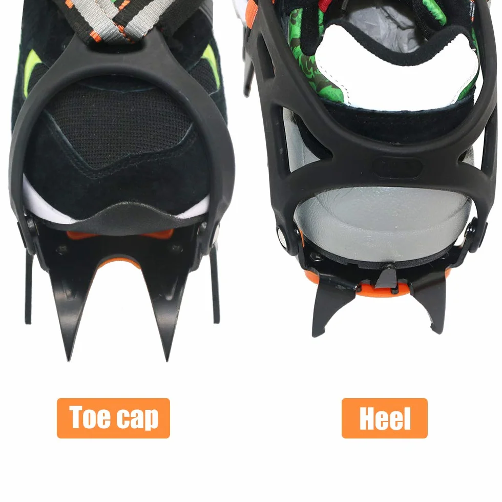 Crampones de Hielo con 12 Clavos, Tacos de Tracción para Nieve para Escalada, Senderismo y Esquí. Puntas de Agarre para Botas de Invierno. Longitud Ajustable para Calzado (CN