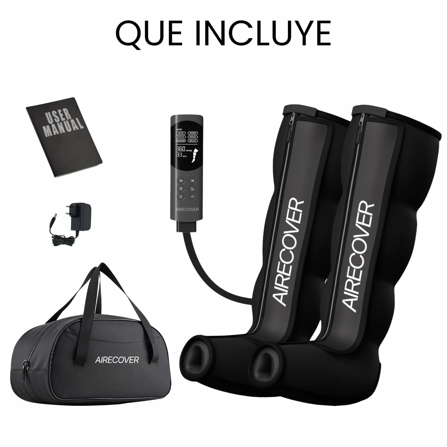 Presoterapia para Casa, Masajeador de Piernas y Pies 4 Cámaras de Aire, 6 Modos, 9 Niveles, 40-200 mmHg