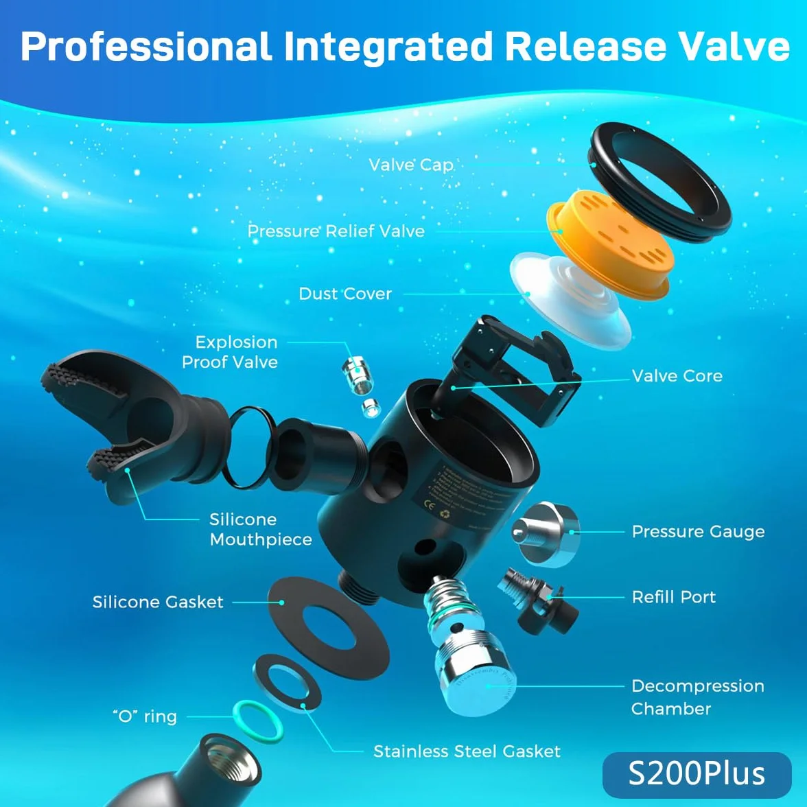 TUDIVING-Kit de Tanque de Buceo portátil, Mini Tanque de Buceo de 1L, Tanque de pulmón Reutilizable para Rescate de Emergencia, exploración submarina