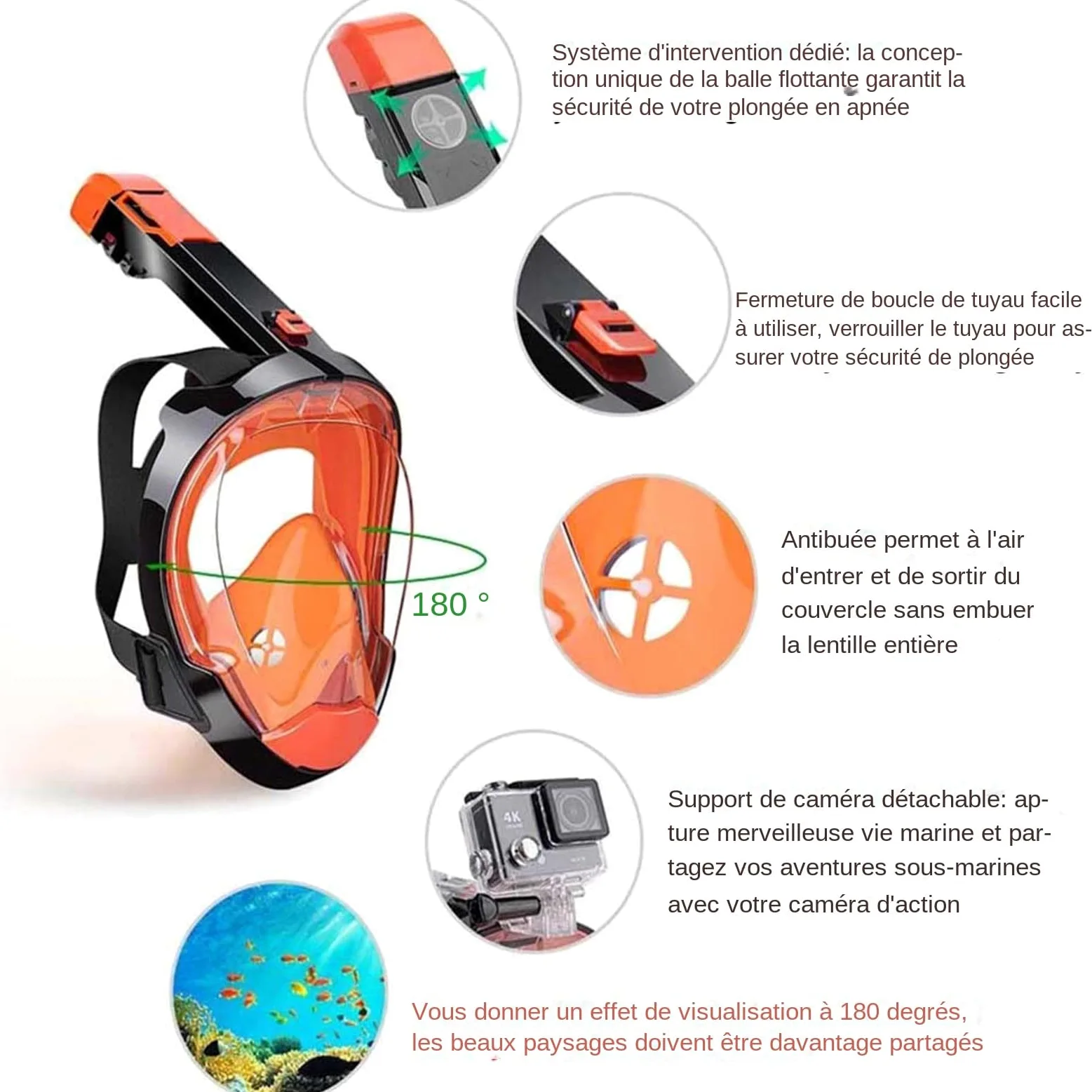 Máscara de Buceo Integral | Máscara de Snorkel con Vista Panorámica,Equipo de Respiración Automático de Drenaje para Buzos y Viajeros