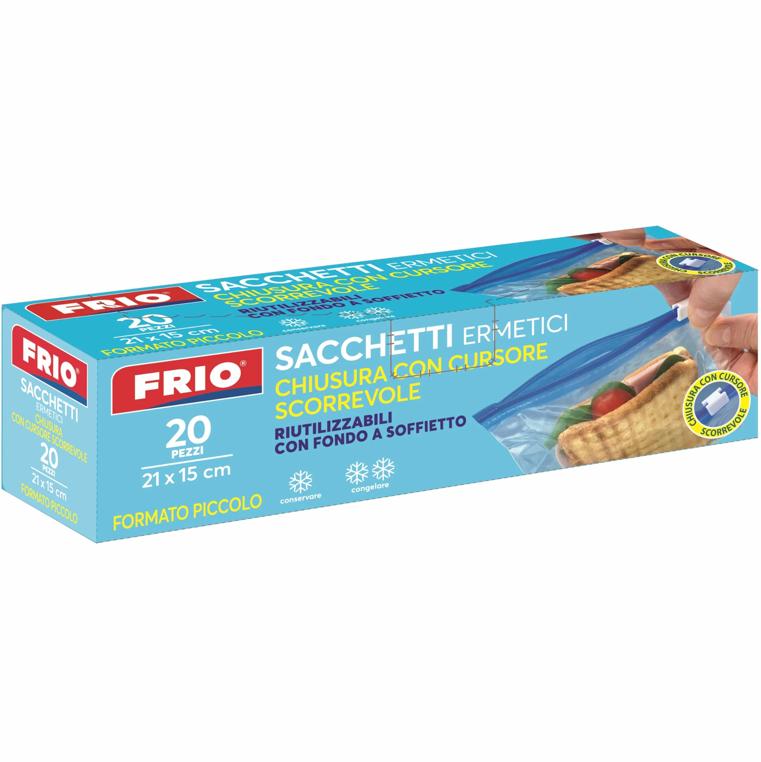 FRIO Bolsas Herméticas Reutilizables 1,5L 21x25 cm Base Expandible para Congelador Almacenamiento Alimentos