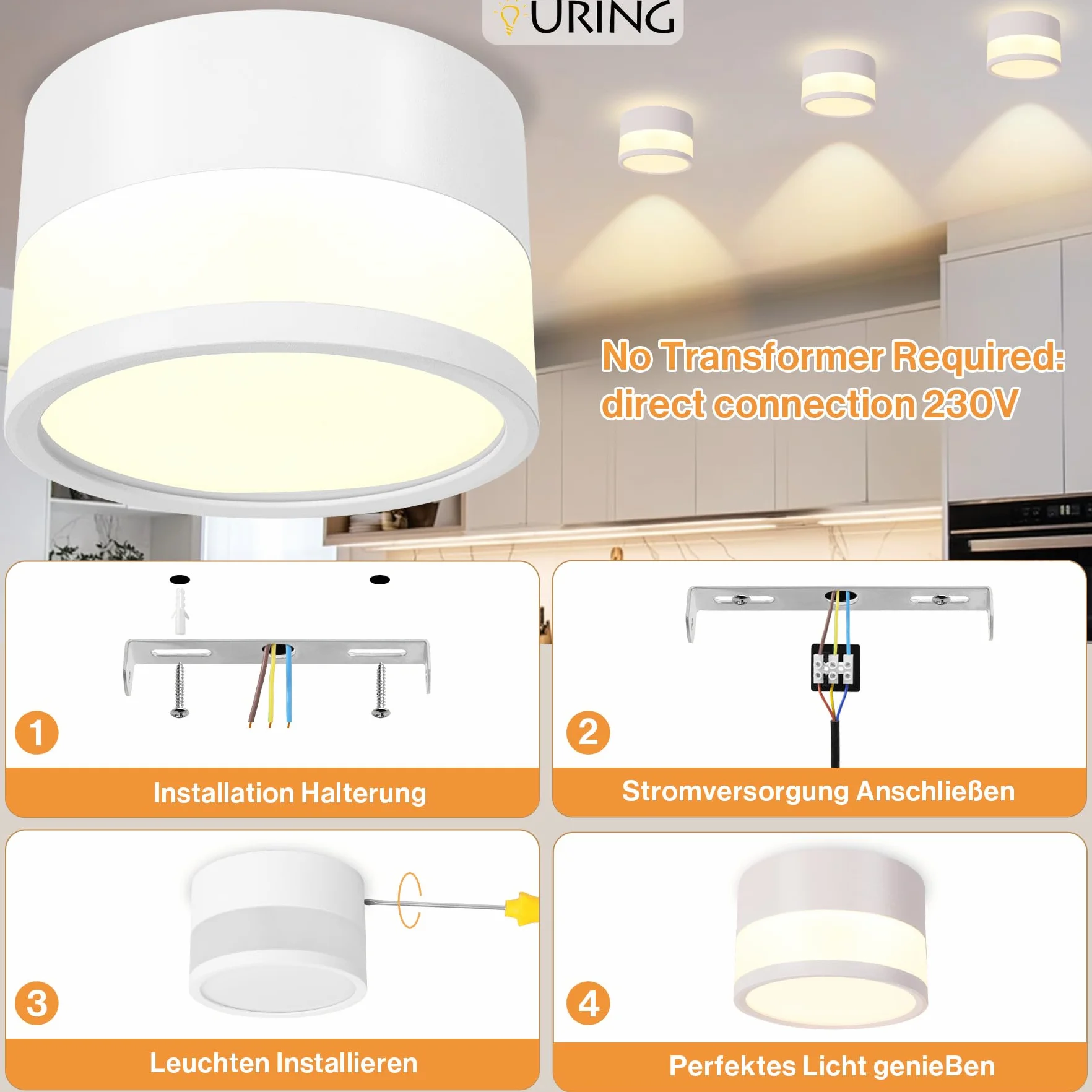 Focos LED techo Dimmable IP65 12W 2700K-6500K Blanco Aluminio 230V Ø10cm