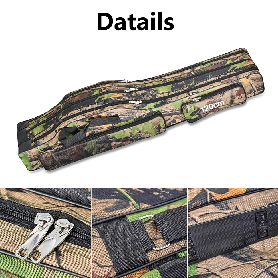 Bolsa portátil para caña de pescar, funda para caña de pescar, camuflaje, 120 cm, para accesorios de pesca, cebo de pesca [marrón]