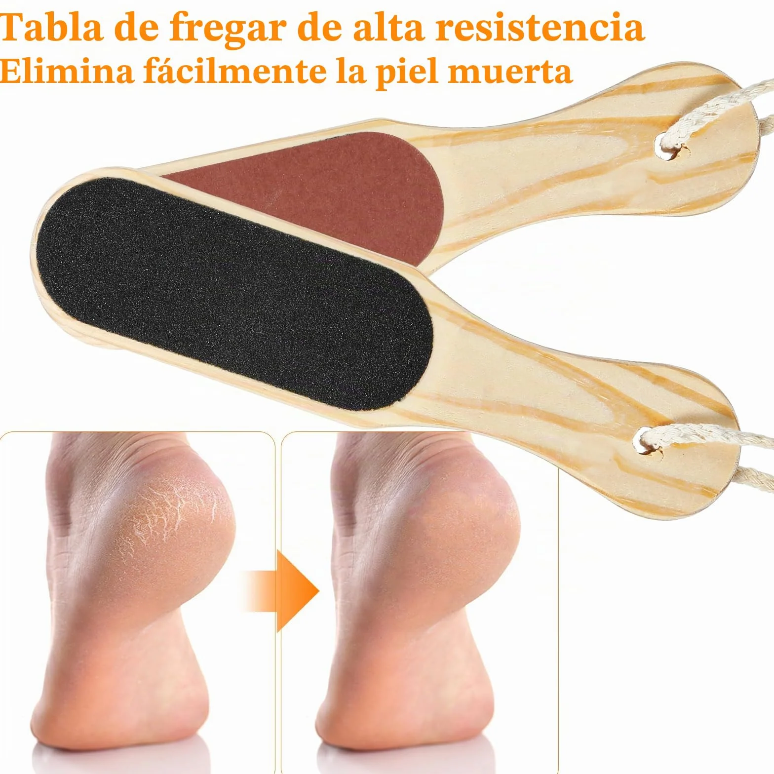 JIEYAO Lima de callos de doble cara de madera profesional para pedicura con correa