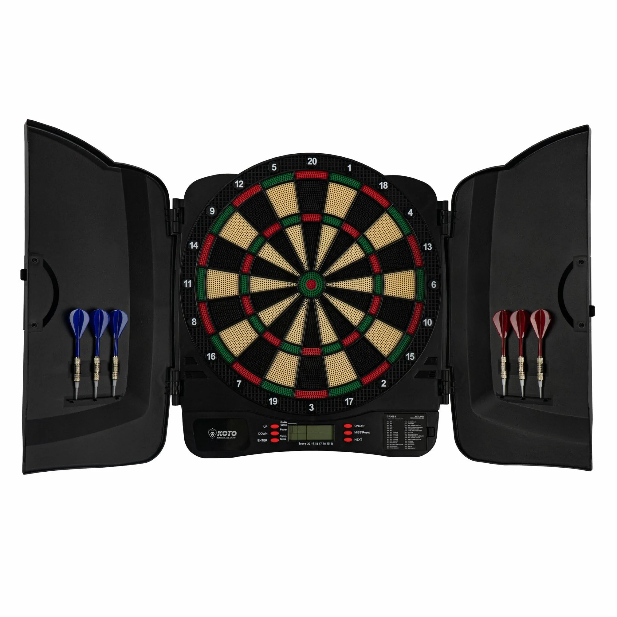 KOTO – Diana Electrónica Classique Soft (39x1,5x43,3 cm), 6 Dardos Soft, 32 Juegos, 590 Variantes, para Niños y Adultos