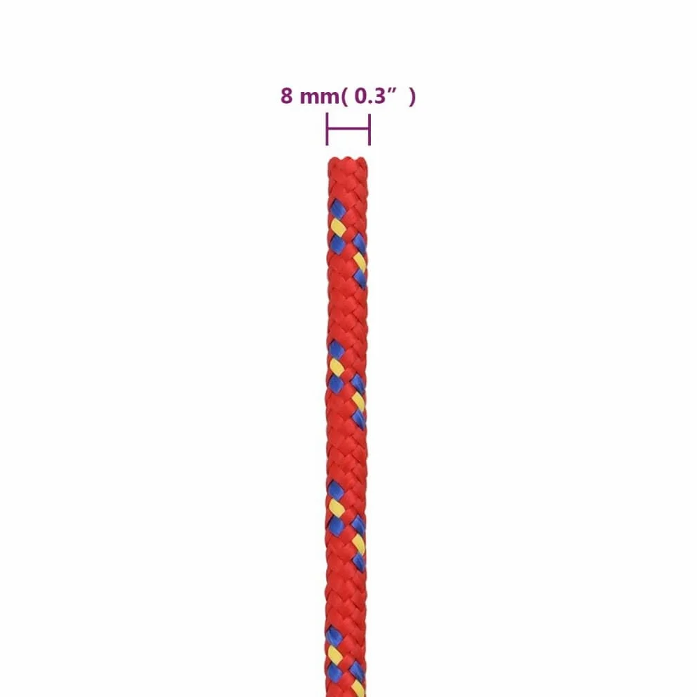 Cuerda de polipropileno de 8 mm de grosor, 250 m de largo, cuerda roja para velero, barco, yate para atar, amarrar, asegurar y tensar en exteriores