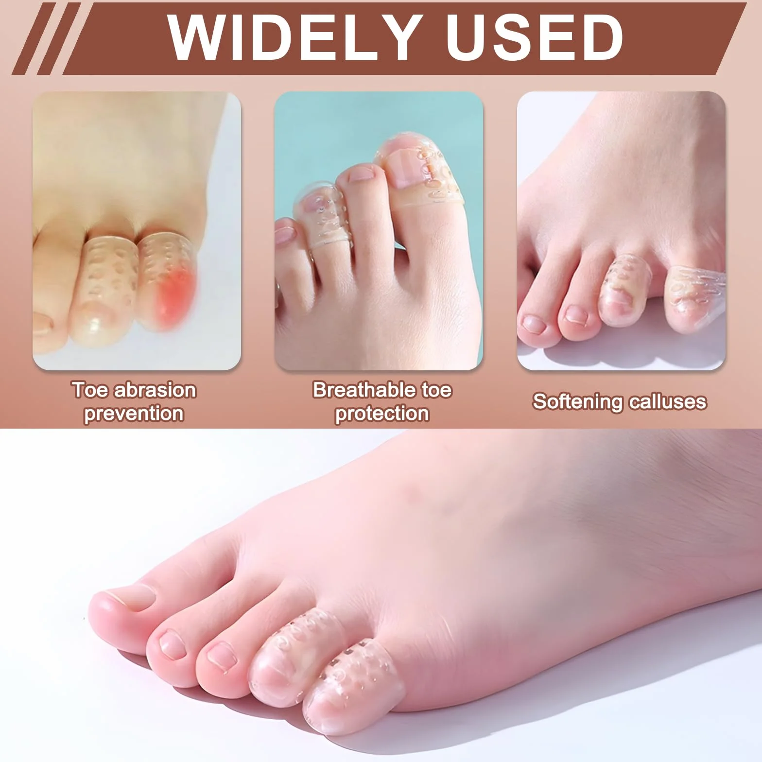 Protector Dedos Pies Silicona Transpirable 35 Piezas, Punteras para Callos, Ampollas, Alivio Dolor Fricción