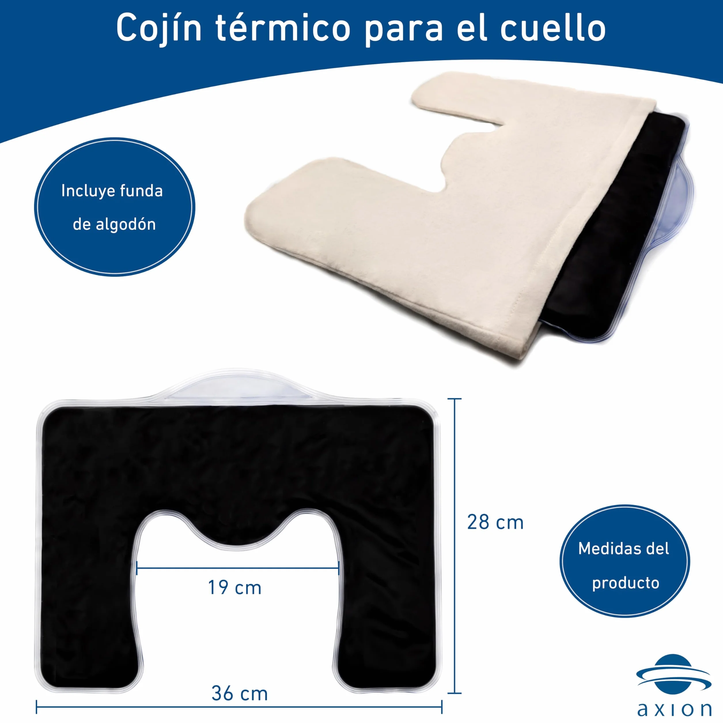 Cojín térmico de turba natural 100% 36x28 cm para alivio de dolor en cuello, hombros y espalda