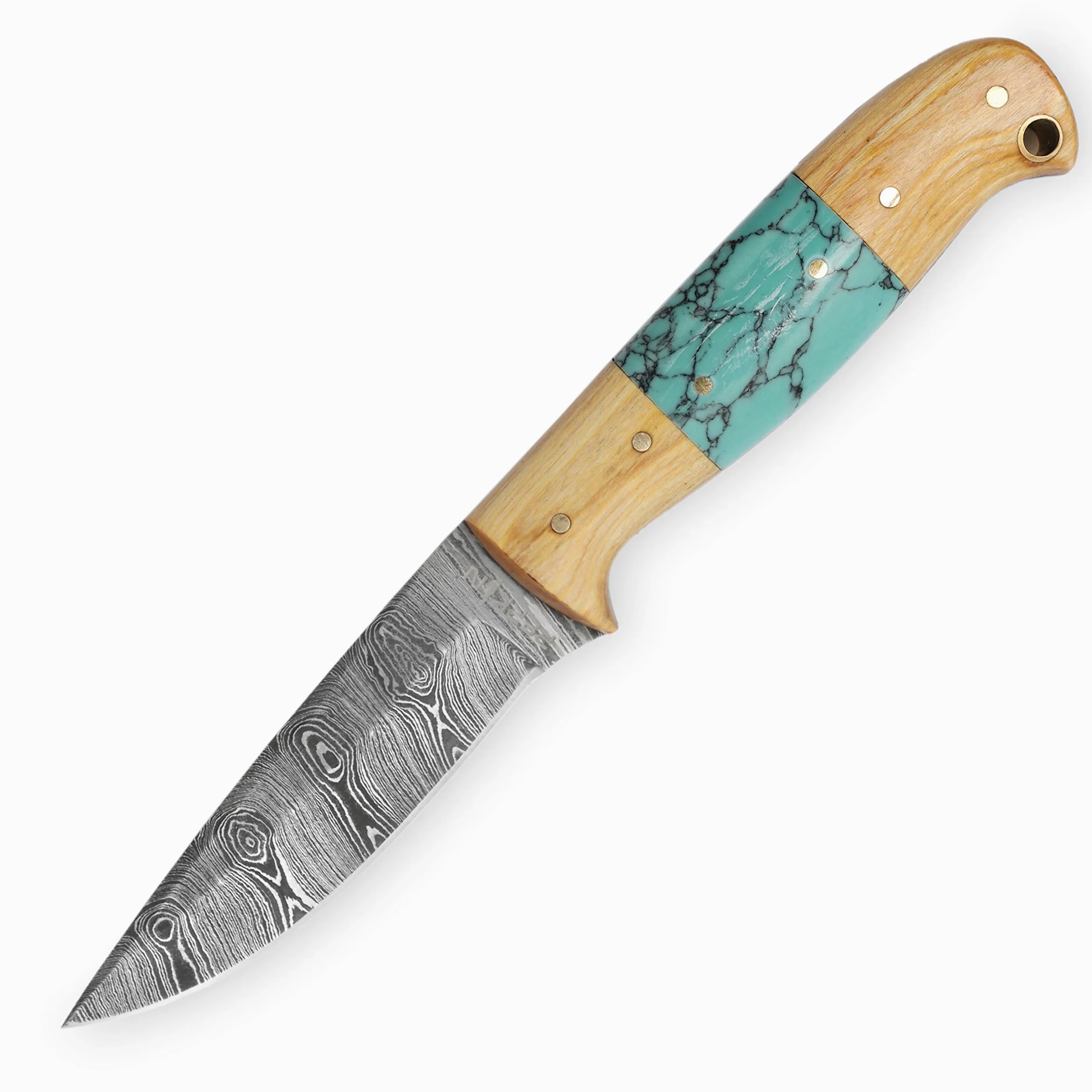 Perkin Cuchillo de Supervivencia, Caza y bushcraft Warfare cuchillo caza damasco SK900