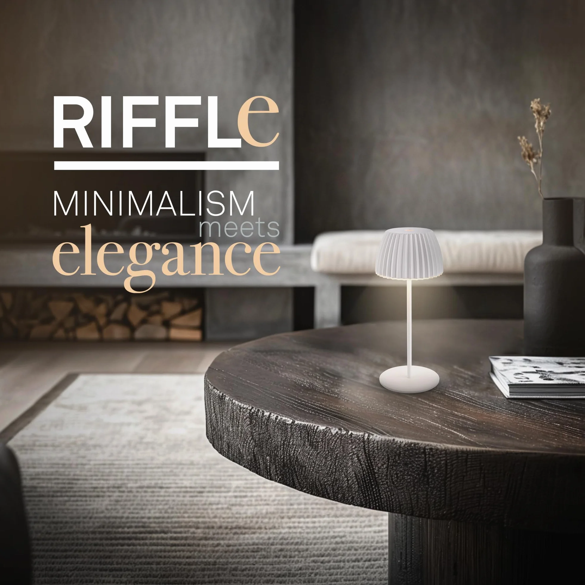 BRILONER Riffle Mini lámpara de mesa LED inalámbrica IP44 con regulador táctil, 8,5x20 cm, blanco