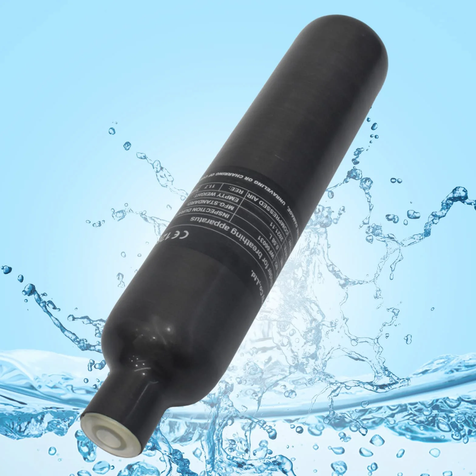 Cilindro de Gas de Fibra de Carbono de 30Mpa, 4500Psi, 0,58 L, 580cc, Tanque de Paintball HPA, Caza para PCP, Pistola de Rifle de Aire, Rosca de Cilindro M18 * 1,5