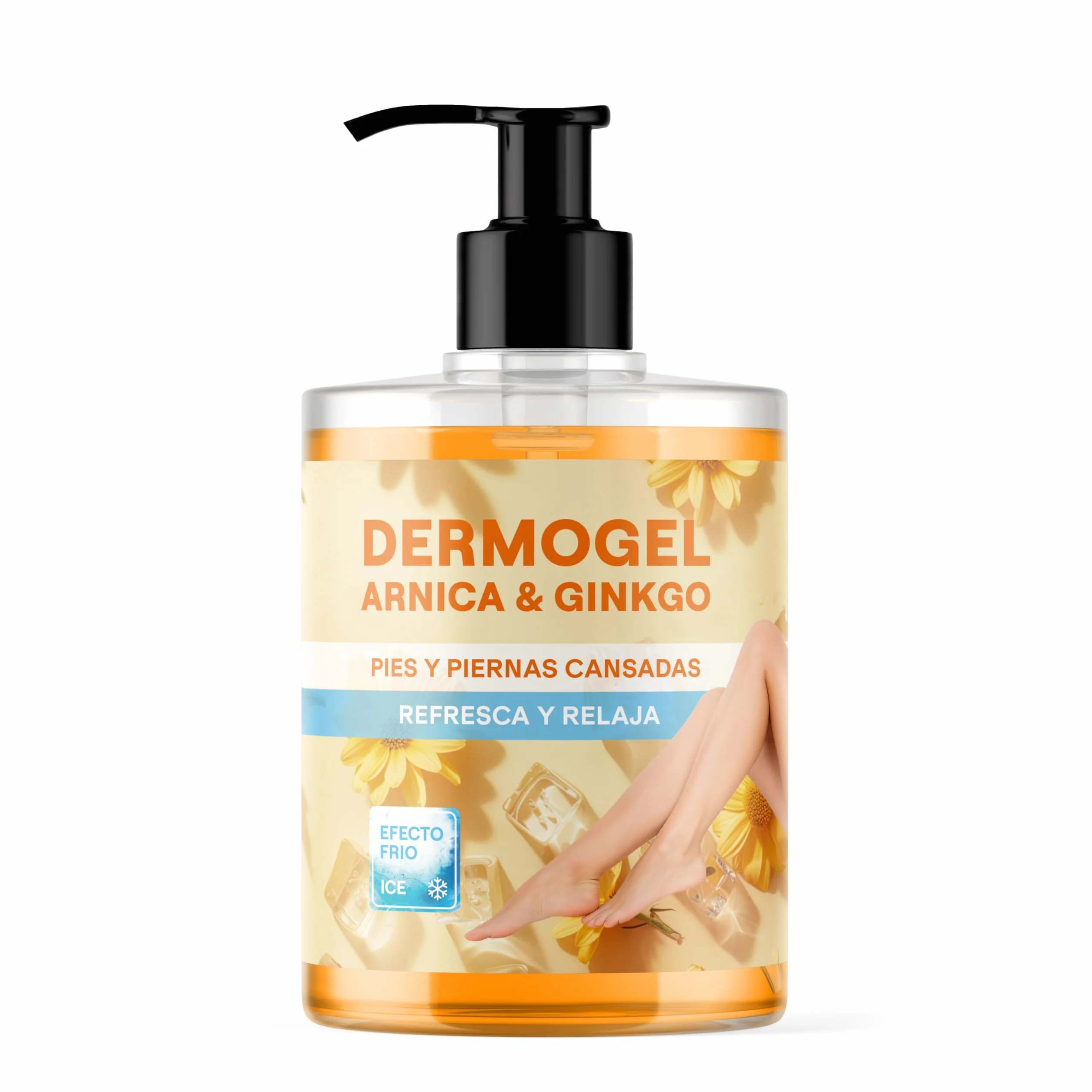 Gel piernas cansadas Árnica & Ginkgo Efecto Frío 500ml - Alivio y frescor para piernas y pies cansados