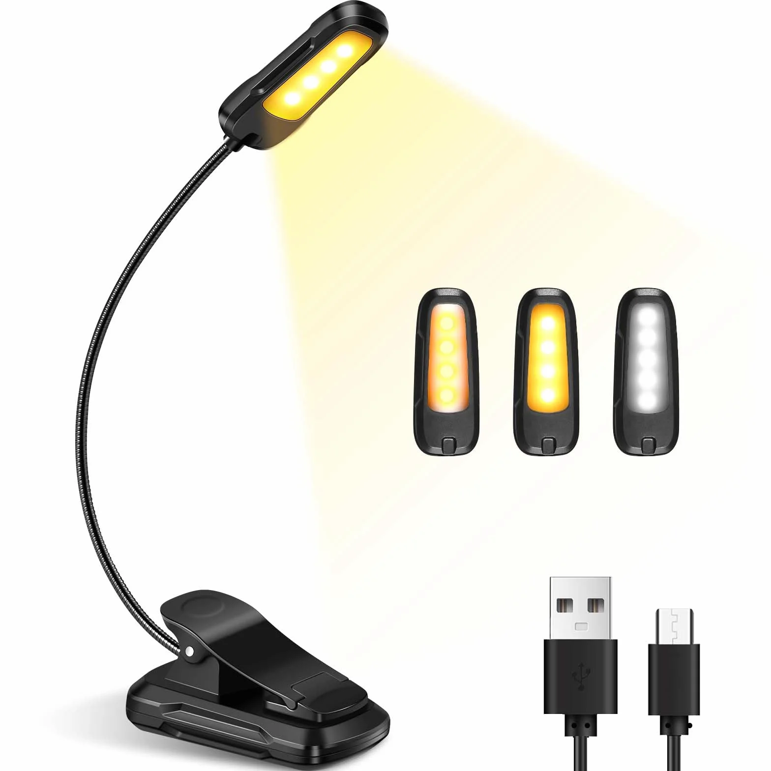Diboniur Lampara Libro Lectura USB Recargable 3 Modos Luz para Leer