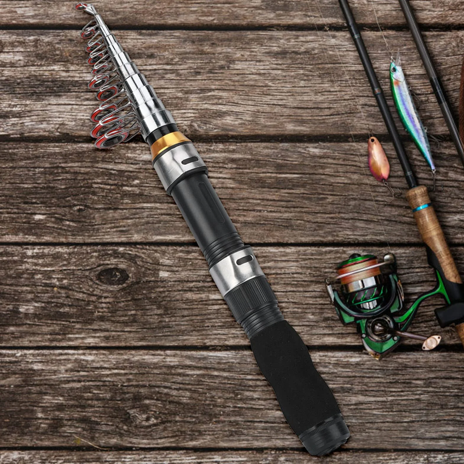 Caña de Pescar Portátil para Hielo y Mar, Diseño Compacto, Mini Herramienta de Pesca, Modelo 28049-100