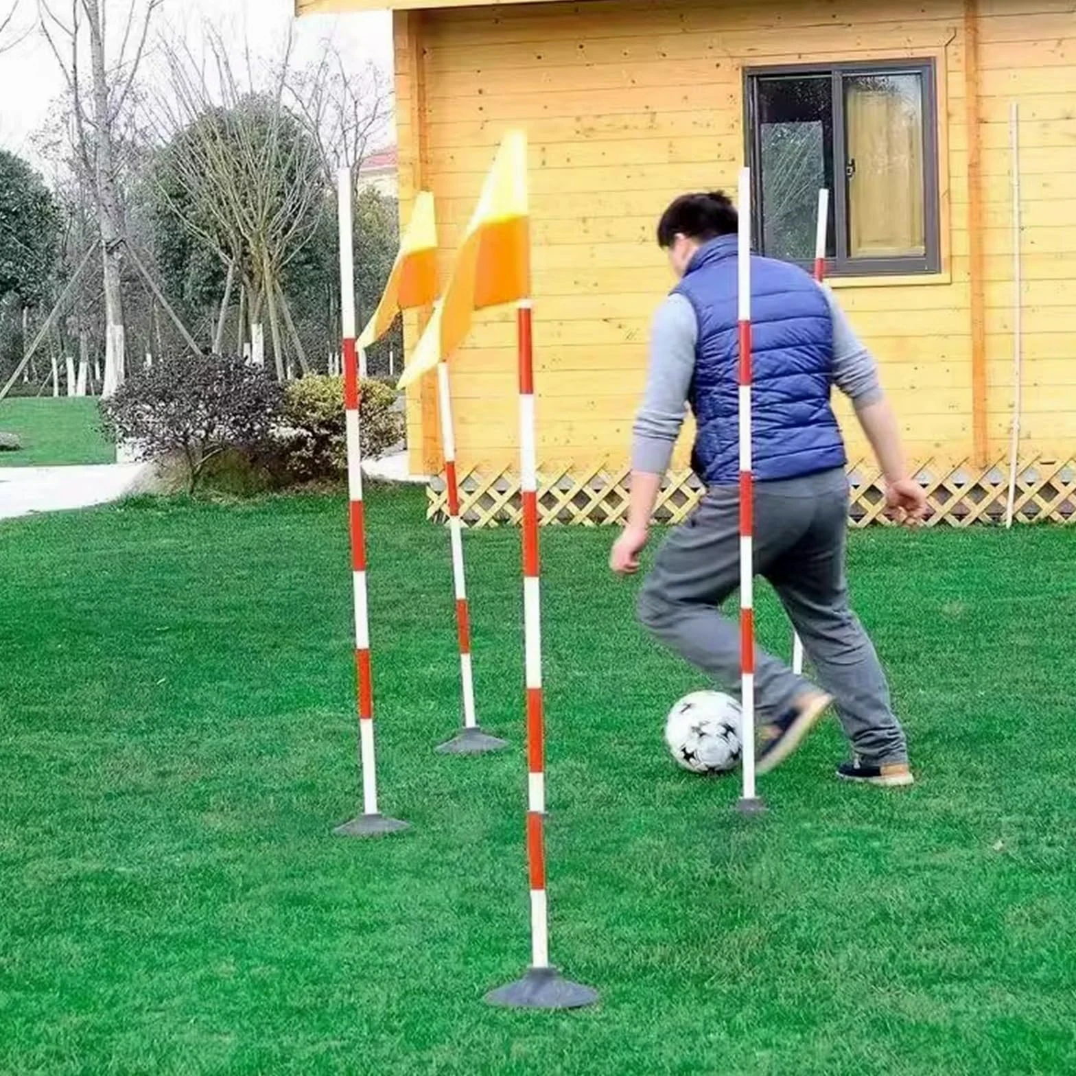 Juego de Postes de Agilidad para fútbol, Postes de eslalon para Entrenamiento Deportivo con Base de Goma, para marcar Esquinas/Campos, Equipo de Entrenamiento Deportivo (Size : 1.8m/70.9in)