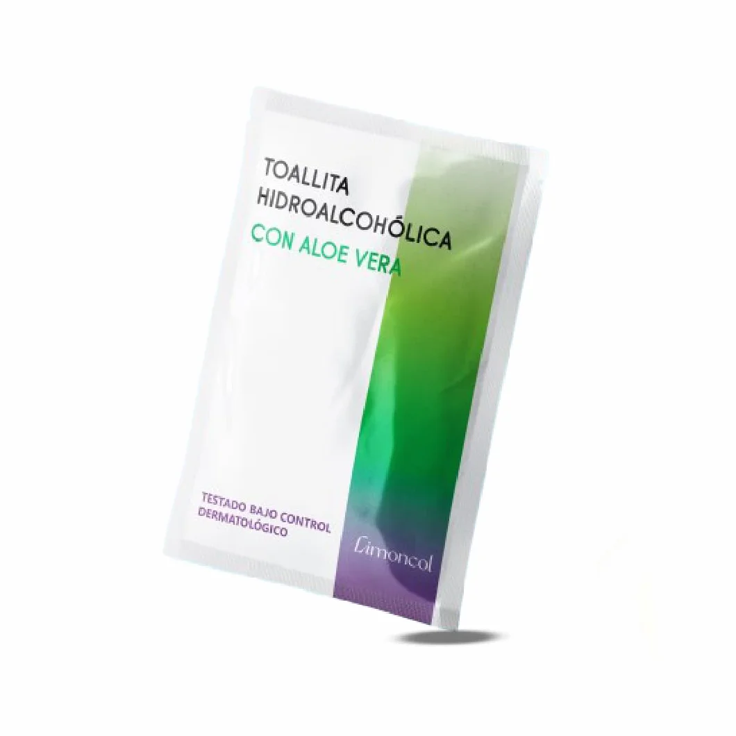 Toallitas Hidroalcohólicas con Aloe Vera, 70% Alcohol, 100 unidades