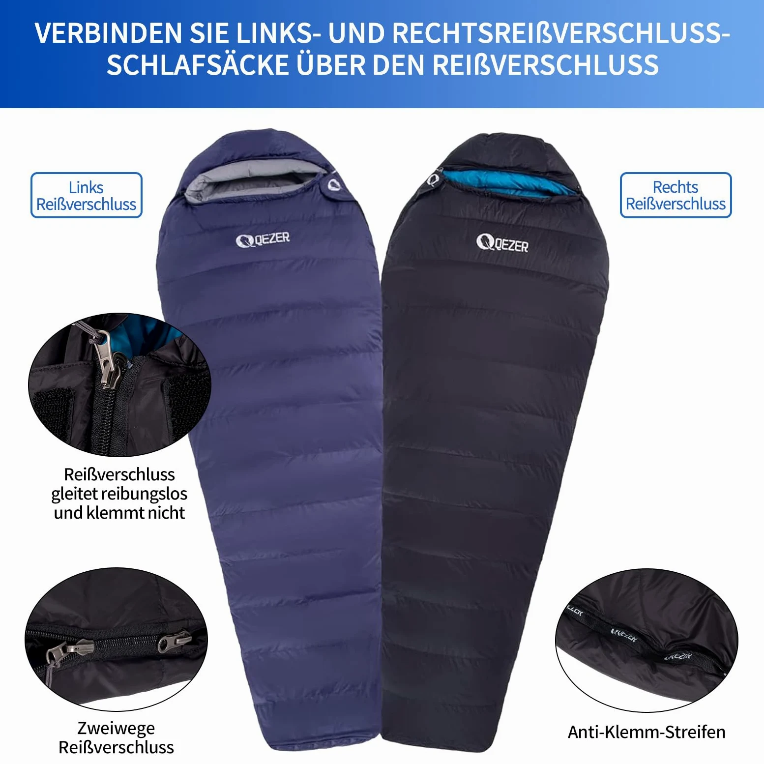 Saco de dormir de plumón para adultos, saco de dormir de 0 grados con relleno de 620 grados, ultraligero, saco de dormir para mochileros