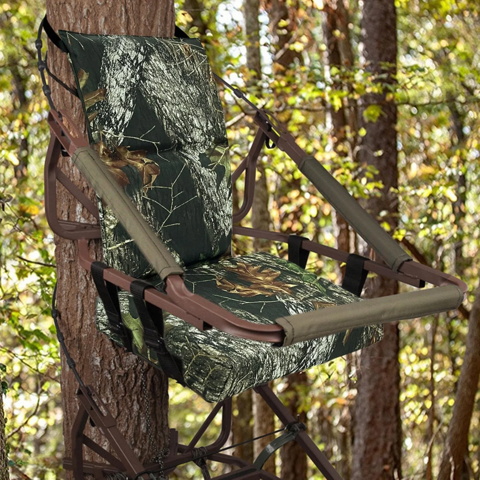 Asiento de soporte para árbol, asiento de repuesto para árbol con respaldo, sentado portátil con hebillas de liberación ajustables, correa de escalada, asiento de árbol impermeable, asientos de árbol