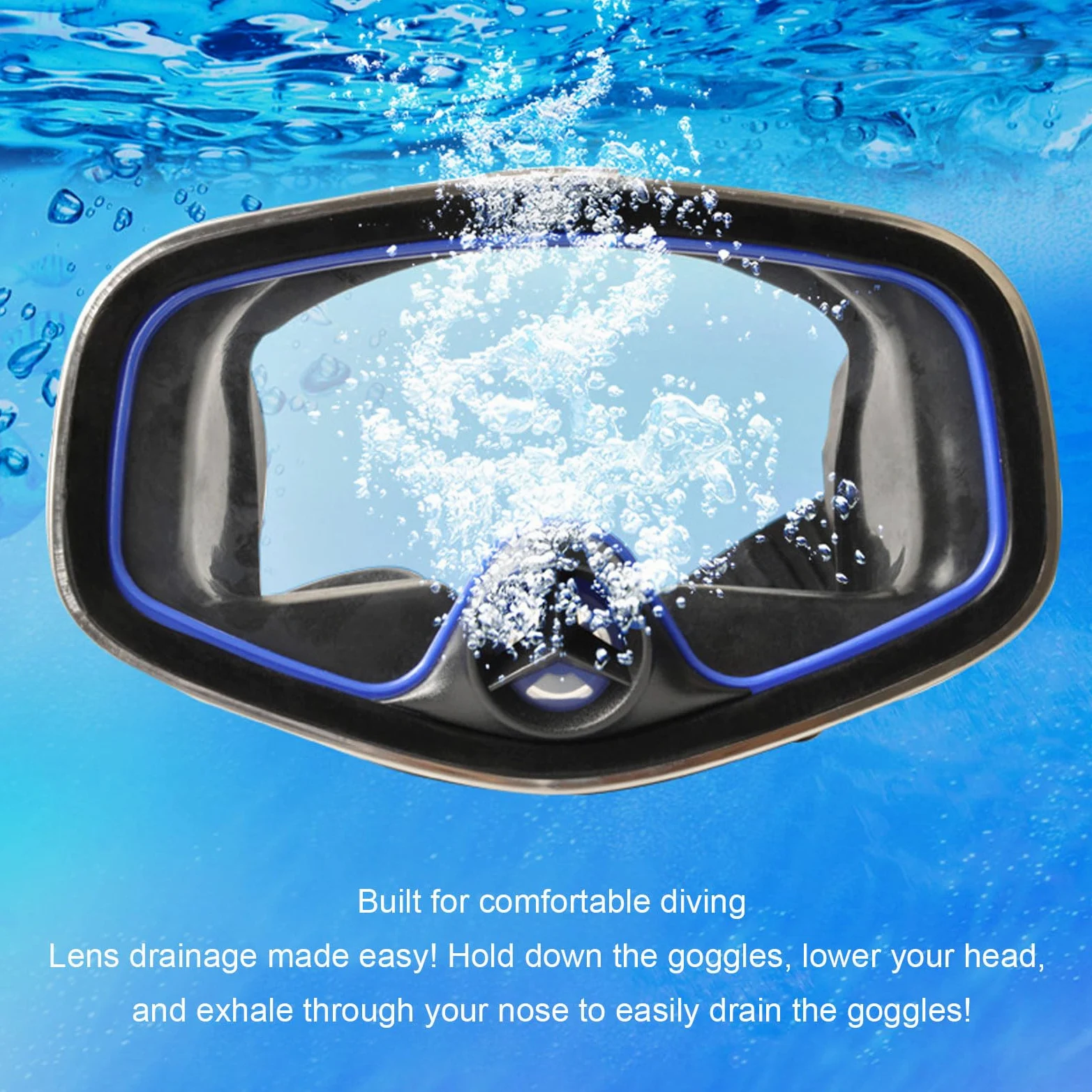 Máscara de Buceo Ovalada, Gafas de Buceo, Visibilidad Clara, Ovaladas, HD, Antivaho, Gafas de Buceo, Diseño de Válvula de Nariz, Vidrio Templado, Lente única, Gafas de Snorkel