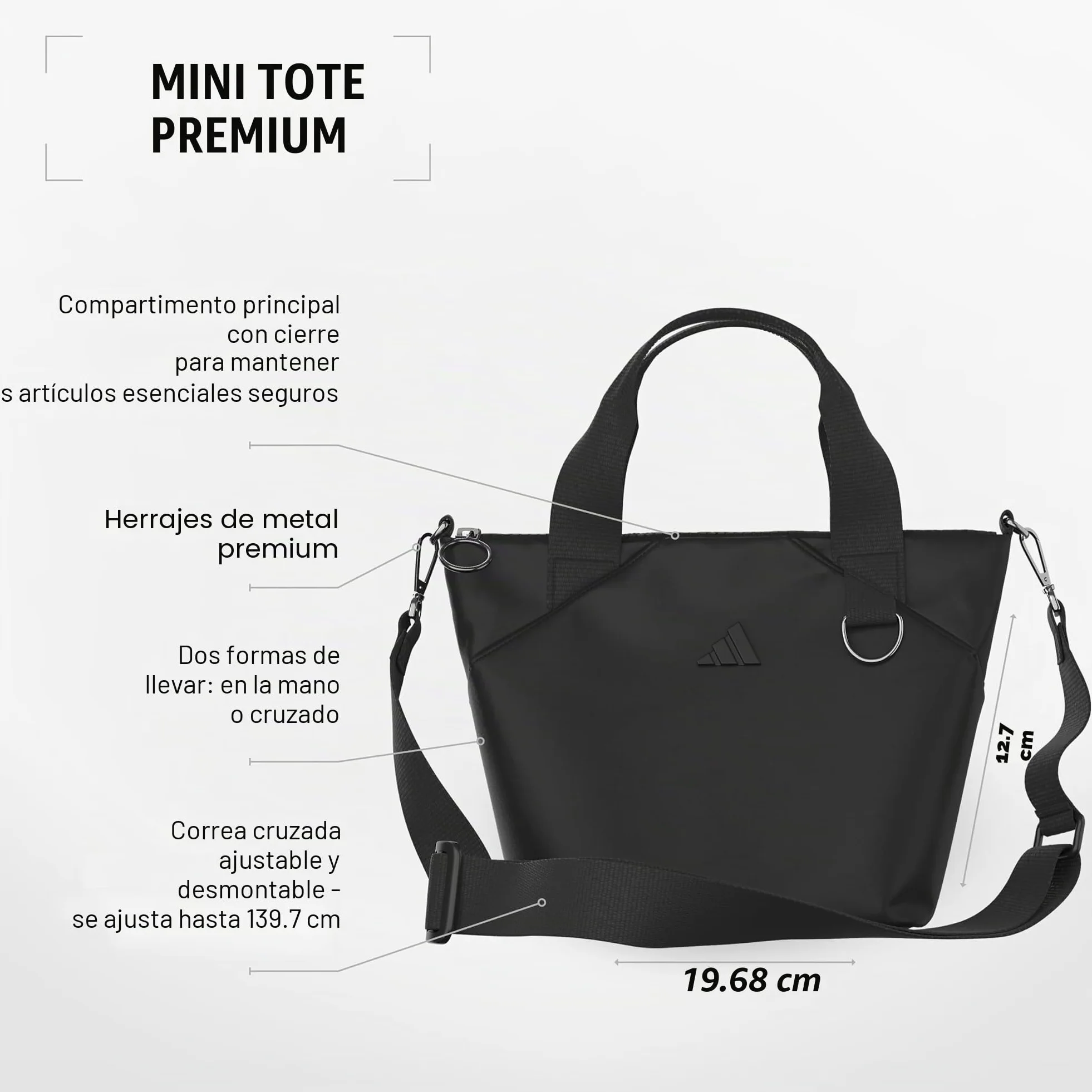 adidas Bolso pequeño para hombre y mujer, Premium/Negro, Talla única para todos