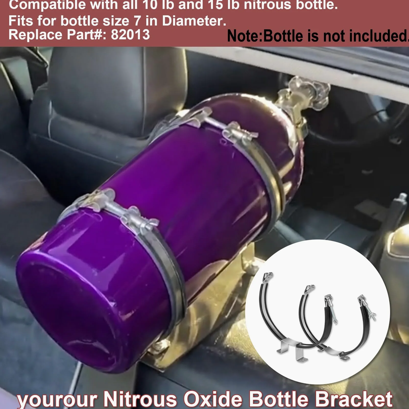 82013 Soporte para botella de óxido nitroso, soporte de botella individual de 7 pulgadas para botella nitrosa de 10 a 15 libras