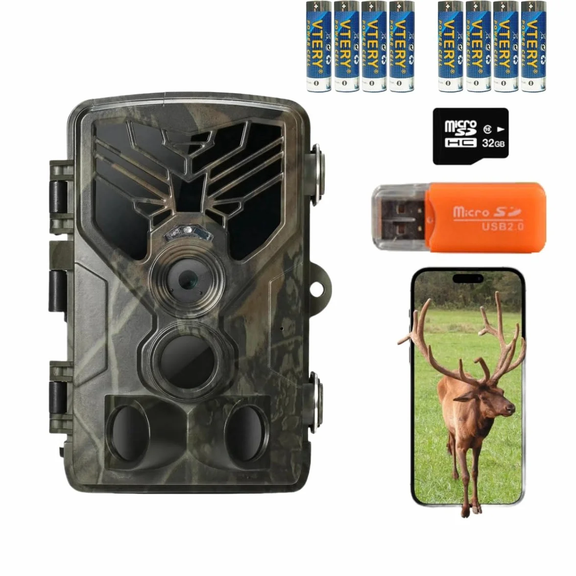 Cámara de Caza WiFi 4K / 32MP – Visión Nocturna Infrarroja 940nm – Detección de movimiento 0,2s – Impermeable IP66 – SD de 32 GB incluida – Captura la vida silvestre en Full HD