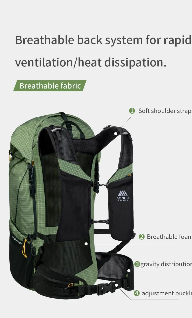 AONIJIE Mochila de gran capacidad de 42L para escalada al aire libre, camping, senderismo, trekking, montañismo, Negro , L, Diseñador