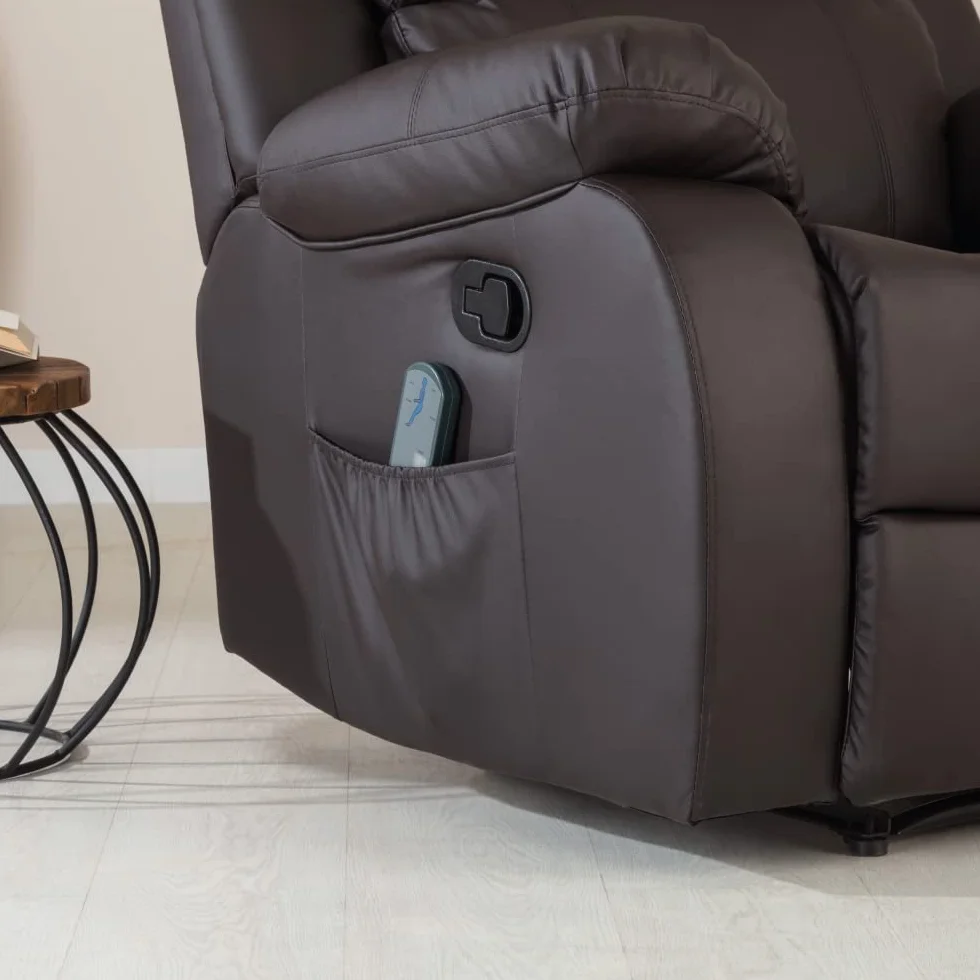 Don Descanso Sillón Masaje Relax Calor Trevi Choco Reclinable 160º 8 Motores Silenciosos Calor Lumbar Masaje 4 Zonas PU Anti-Cuarteo