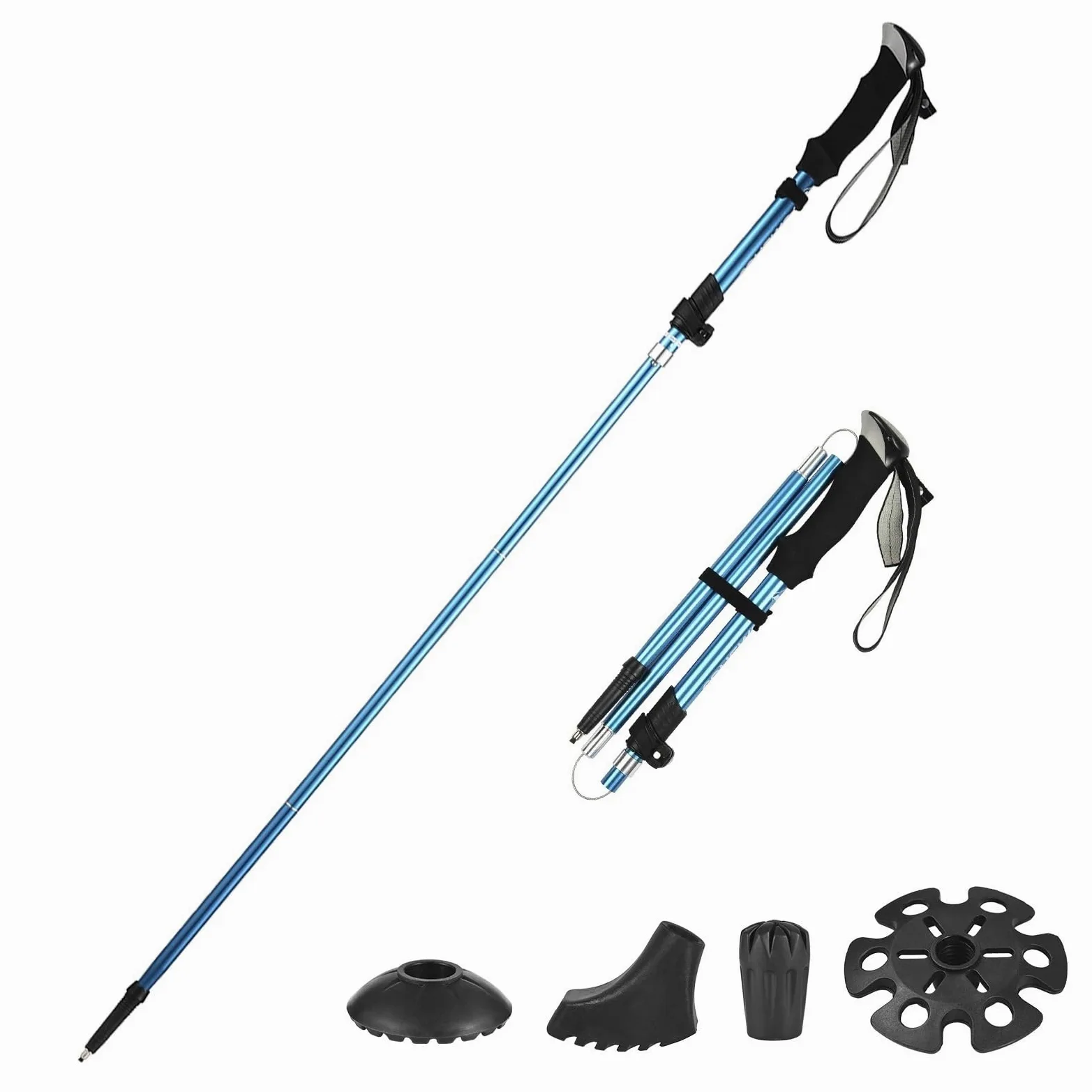 Bastones de Trekking Plegables de 5 Secciones, Ligeros y de Aluminio, Ideales for Senderismo.