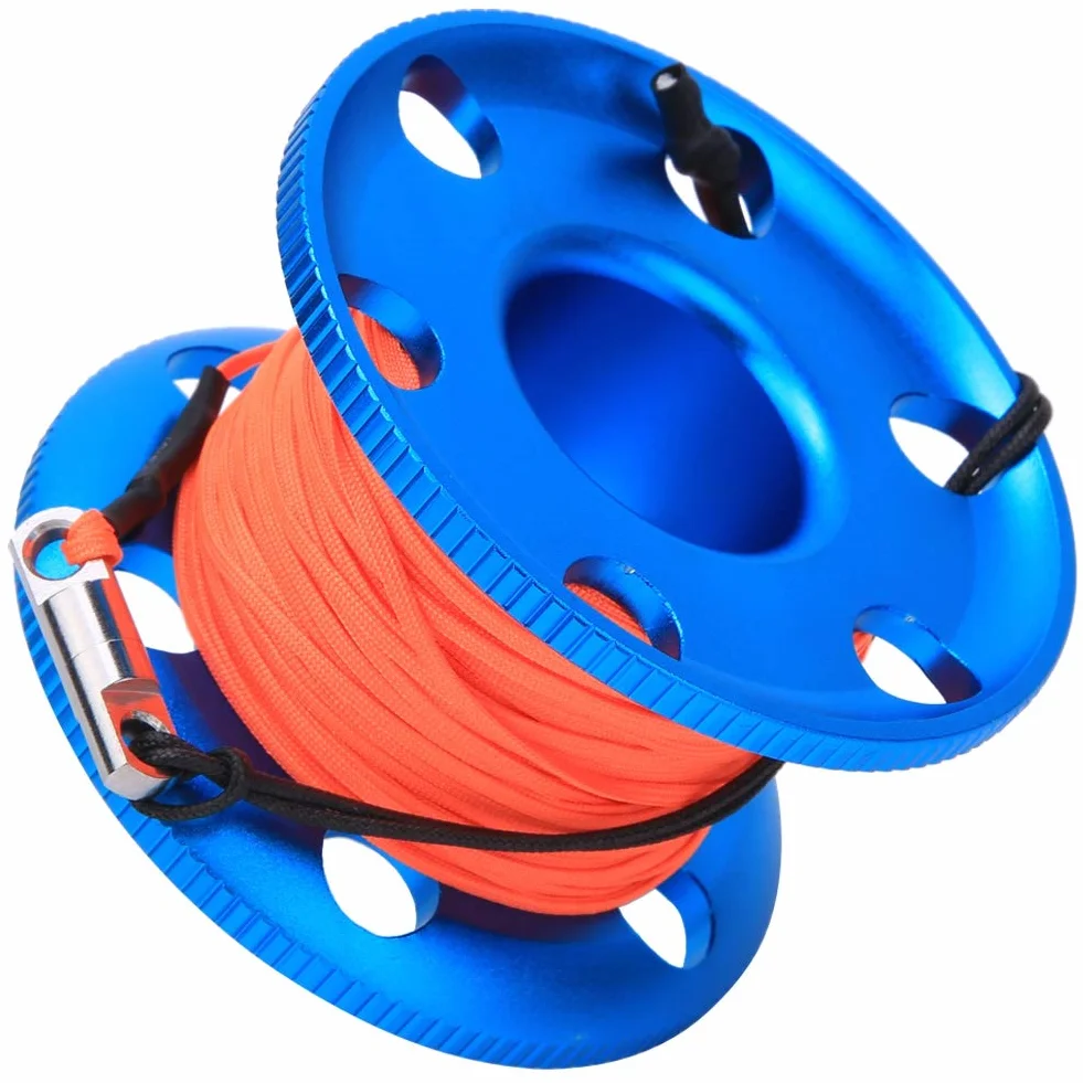 SUNGOOYUE Carrete de Buceo Multiusos, Línea Naranja Fluorescente, Carrete de Carrete de Dedo para Buceo con Clip de Doble Extremo para Actividades de Buceo Técnico en Cuevas