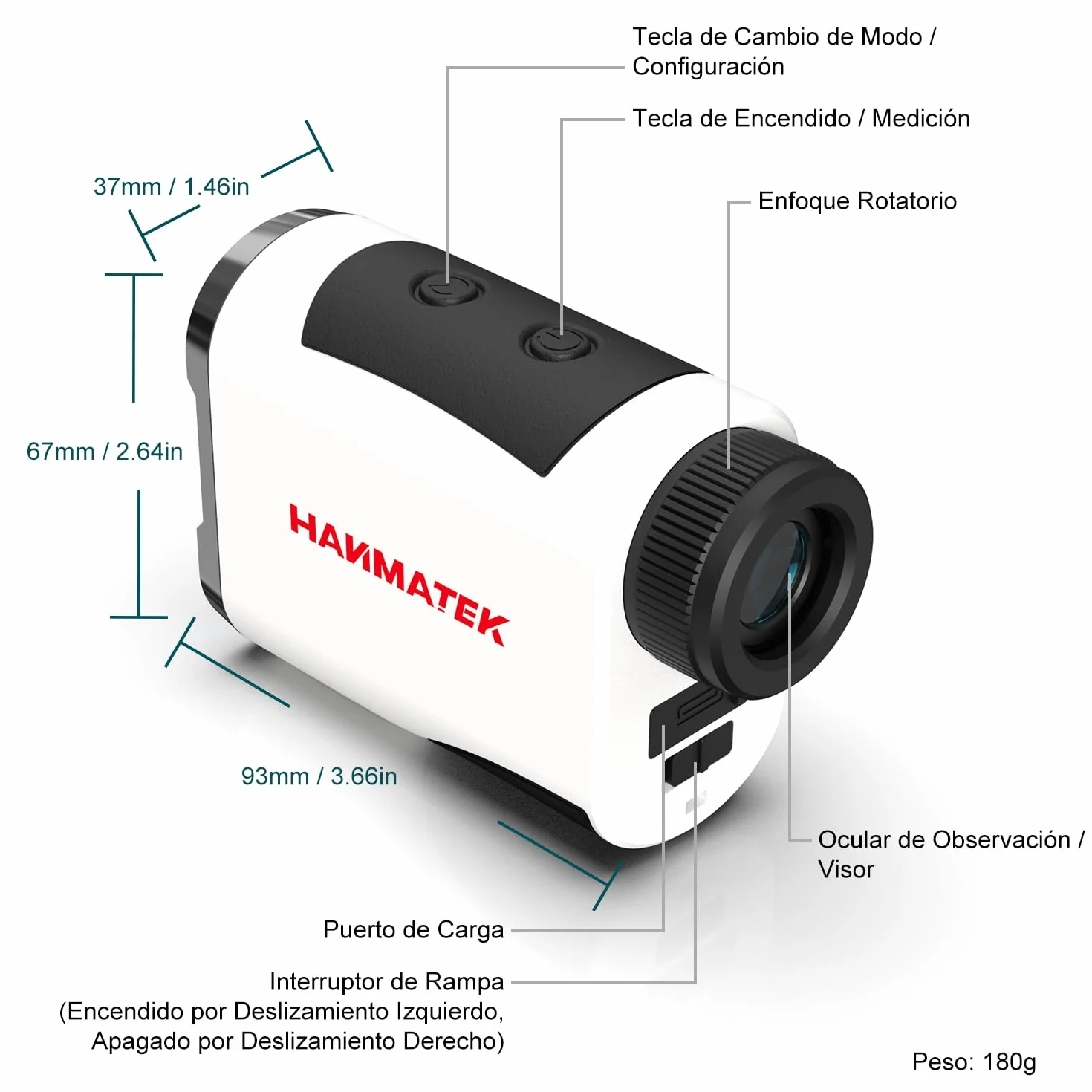 HANMATEK GR1200 Telémetro Láser de Golf 1097m 1200Y Precisión ±1.0m Magnificación 6.5X Compensación de Pendiente