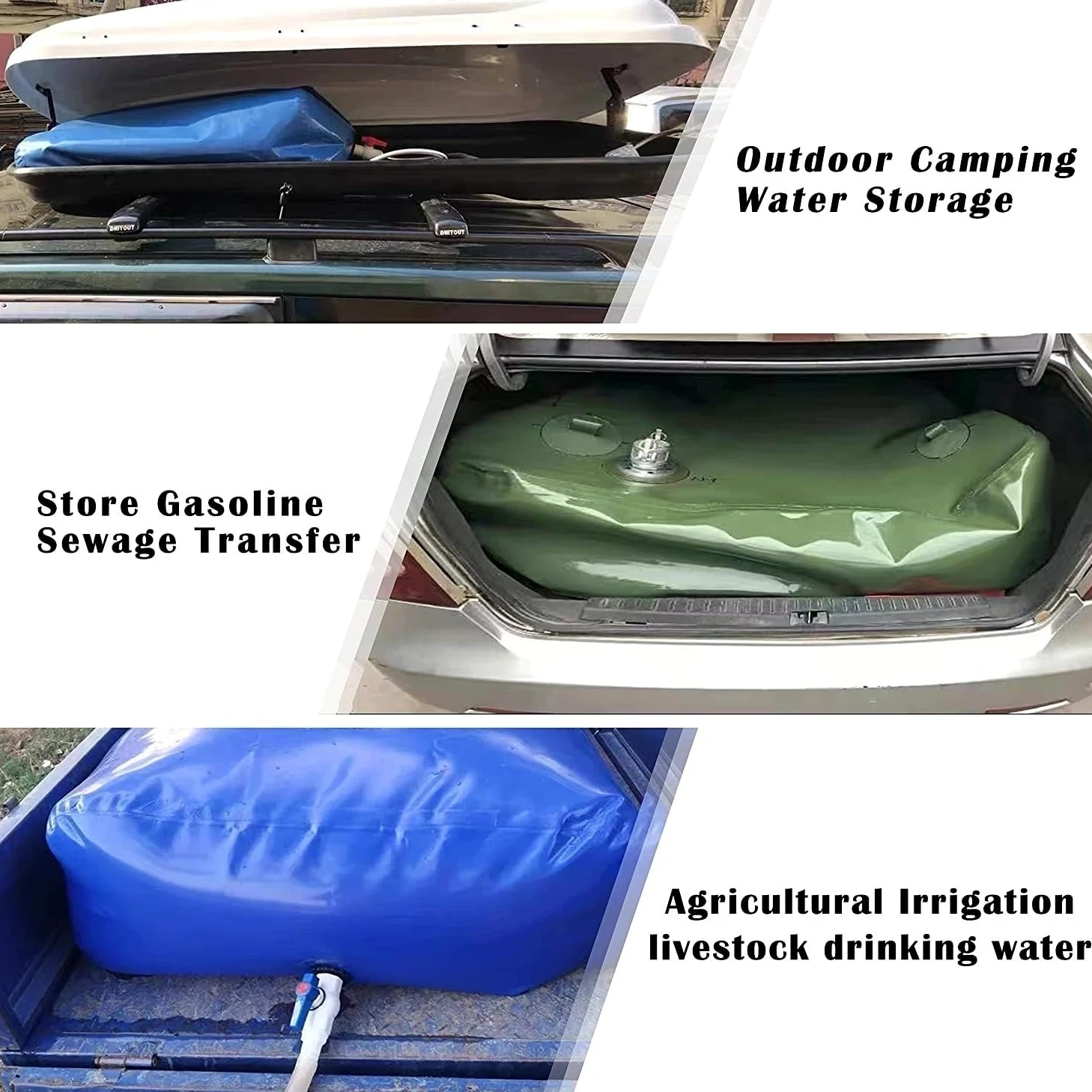 AviiSo Tanque de Agua Vejiga de Almacenamiento de Agua para el Agua de construcción agrícola al Aire Libre, Bolsa de Recogida de contenedores de Agua de Lluvia (Size : 540L/142Gal/1.2x0.8x0.56 m)