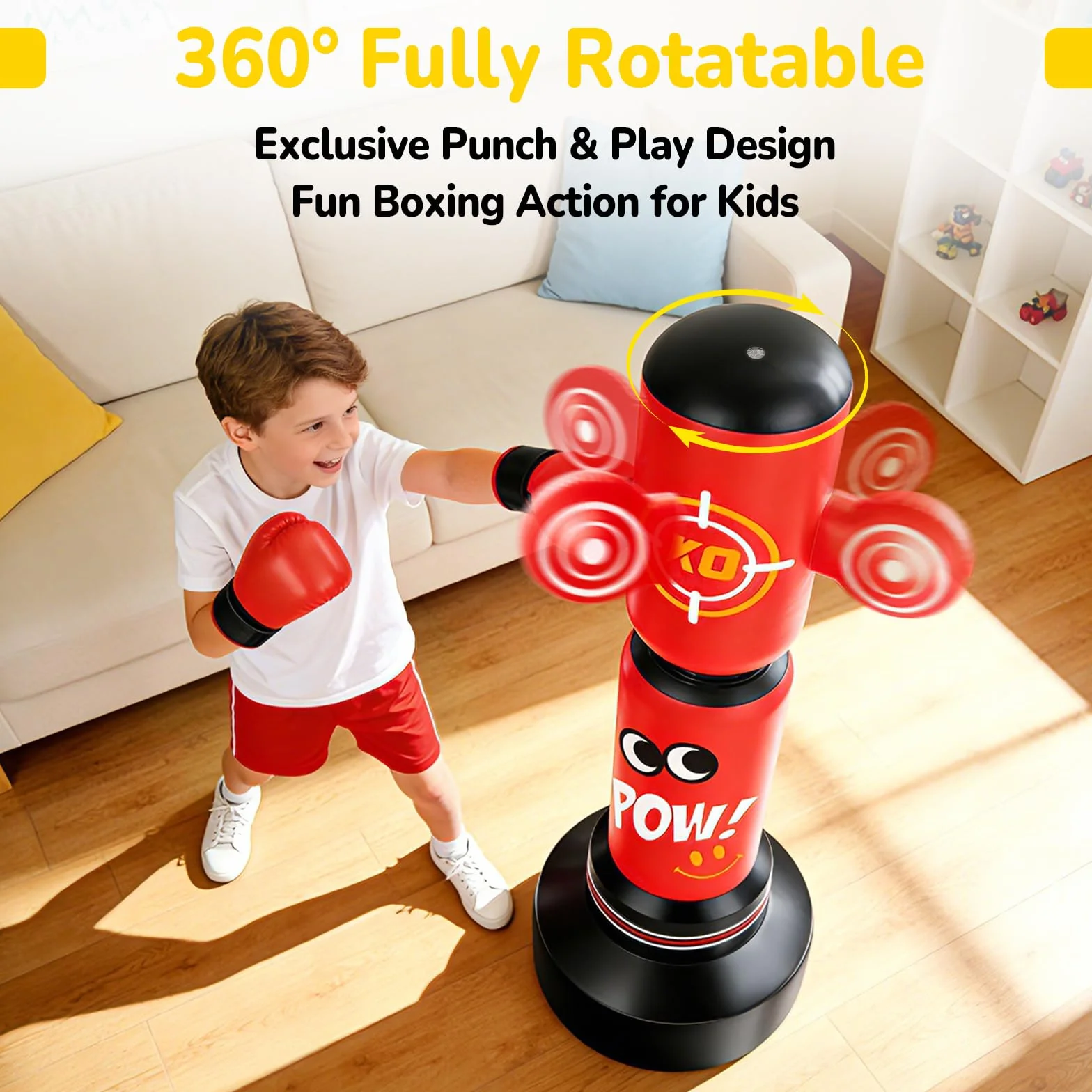 Saco Boxeo niños, Set de Boxeo con Bomba y Cuerda para Saltar Saco de Boxeo Hinchable Grande de 165cm, Regalos para niños y niñas de 3 a 12 años para Practicar kárate, Taekwondo