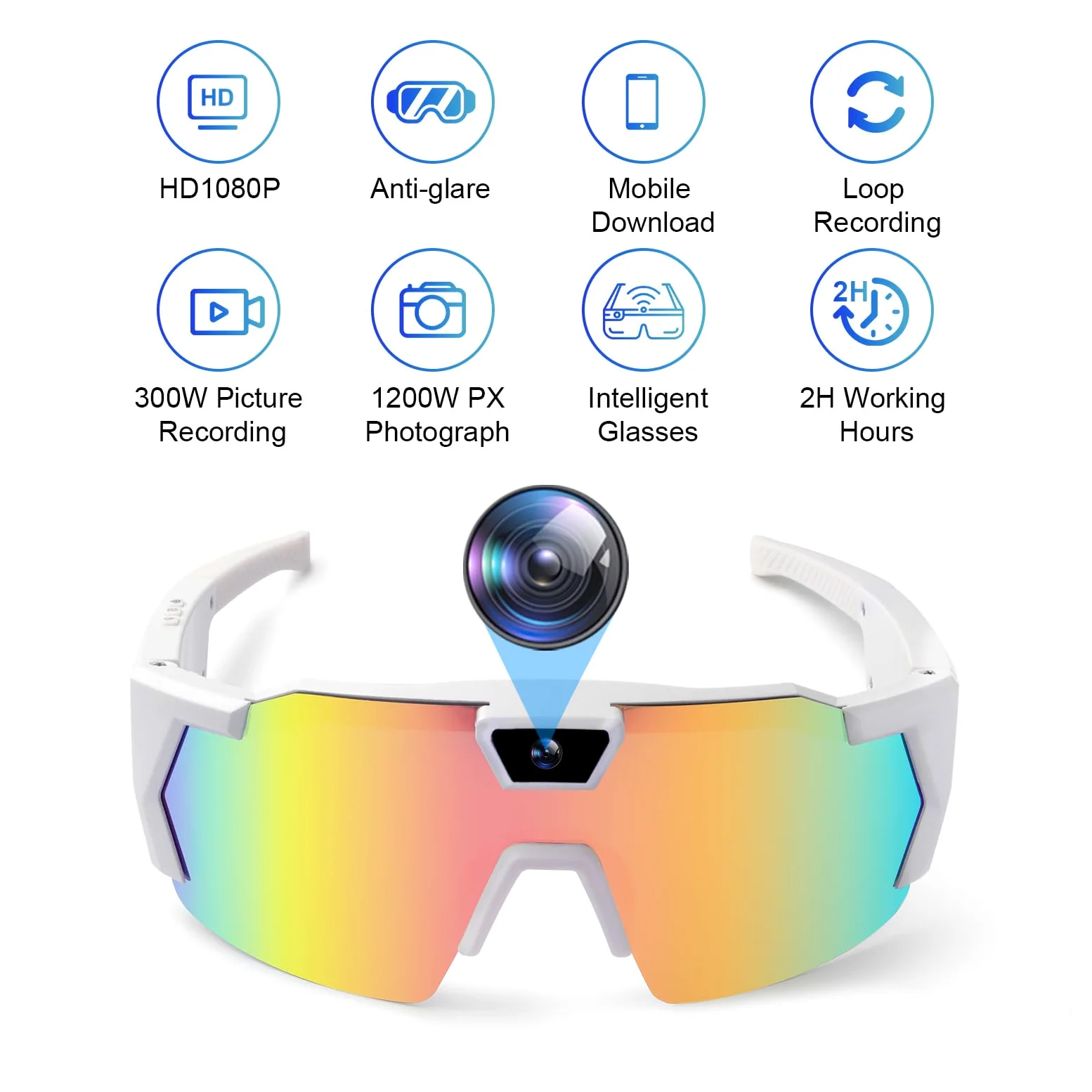 LiveOnce Gafas de grabación de video con cámara, gafas de sol inteligentes HD 1080P para deportes, ciclismo y senderismo, almacenamiento de 32 GB, micrófono integrado y lentes polarizadas (F 32 GB)