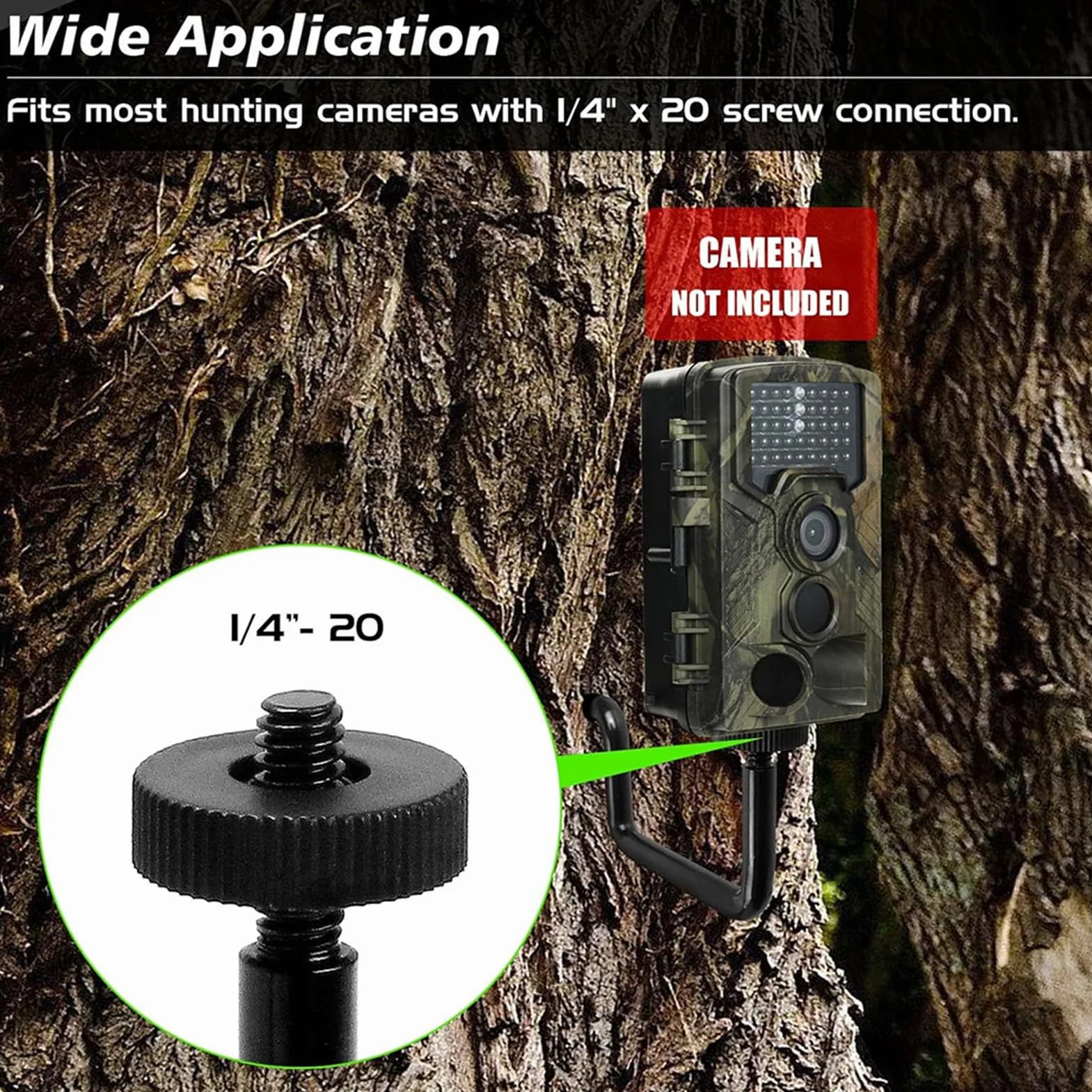 Soporte para cámara de sendero en árbol, hierro fuerte y fácil instalación, soporte de árbol de cámara de caza, soporte de montaje de tornillo, accesorios de caza para disparar cosas y juegos,