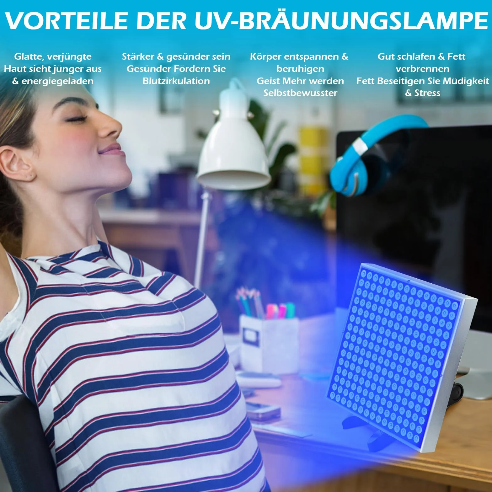 Solarium bronceador facial 45W 225 LED con soporte
